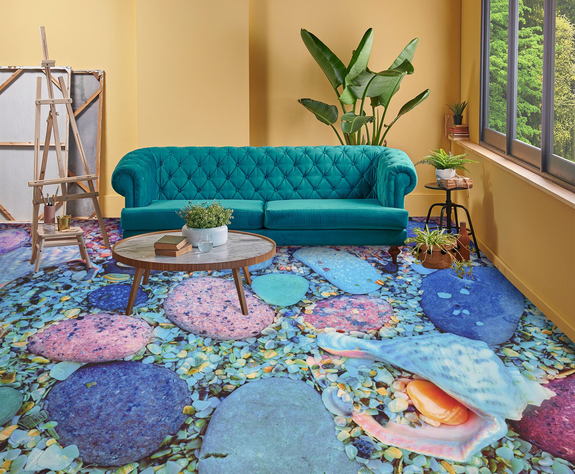 3D Psychedelic Colored Stones 1064 Floor Mural Wallpaper Murals Self-Adhesive Removable Print Epoxy