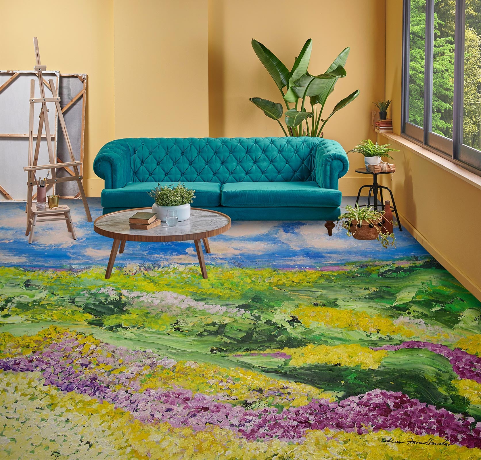 3D Sky Lawn Flowers 9671 Allan P. Friedlander Floor Mural Wallpaper Murals Self-Adhesive Removable Print Epoxy