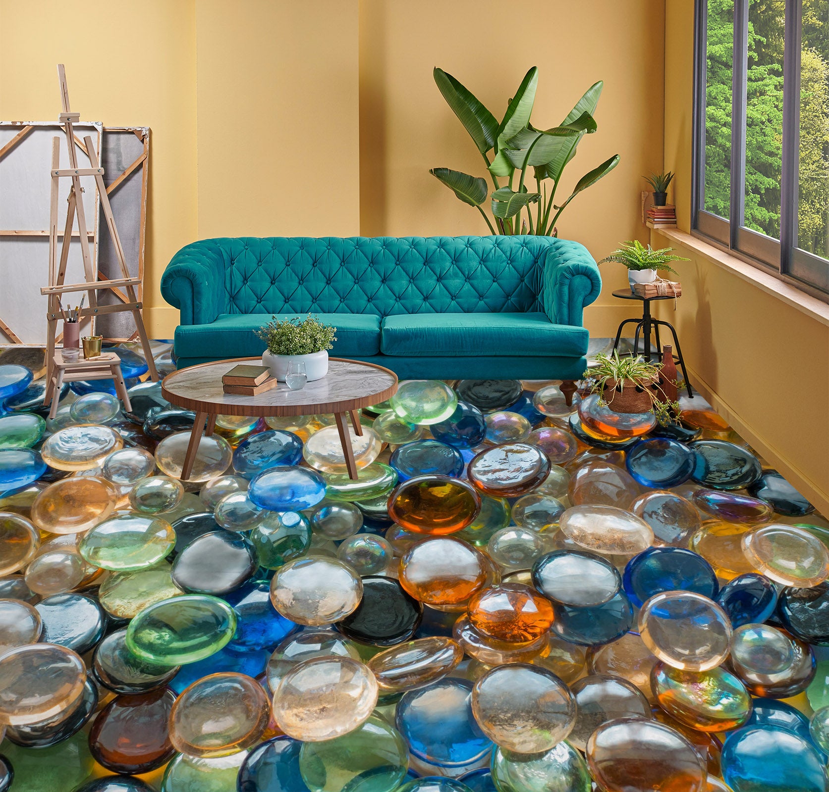 3D Colorful Glass Balls 018 Floor Mural Wallpaper Murals Rug & Mat Print Epoxy waterproof bath floor