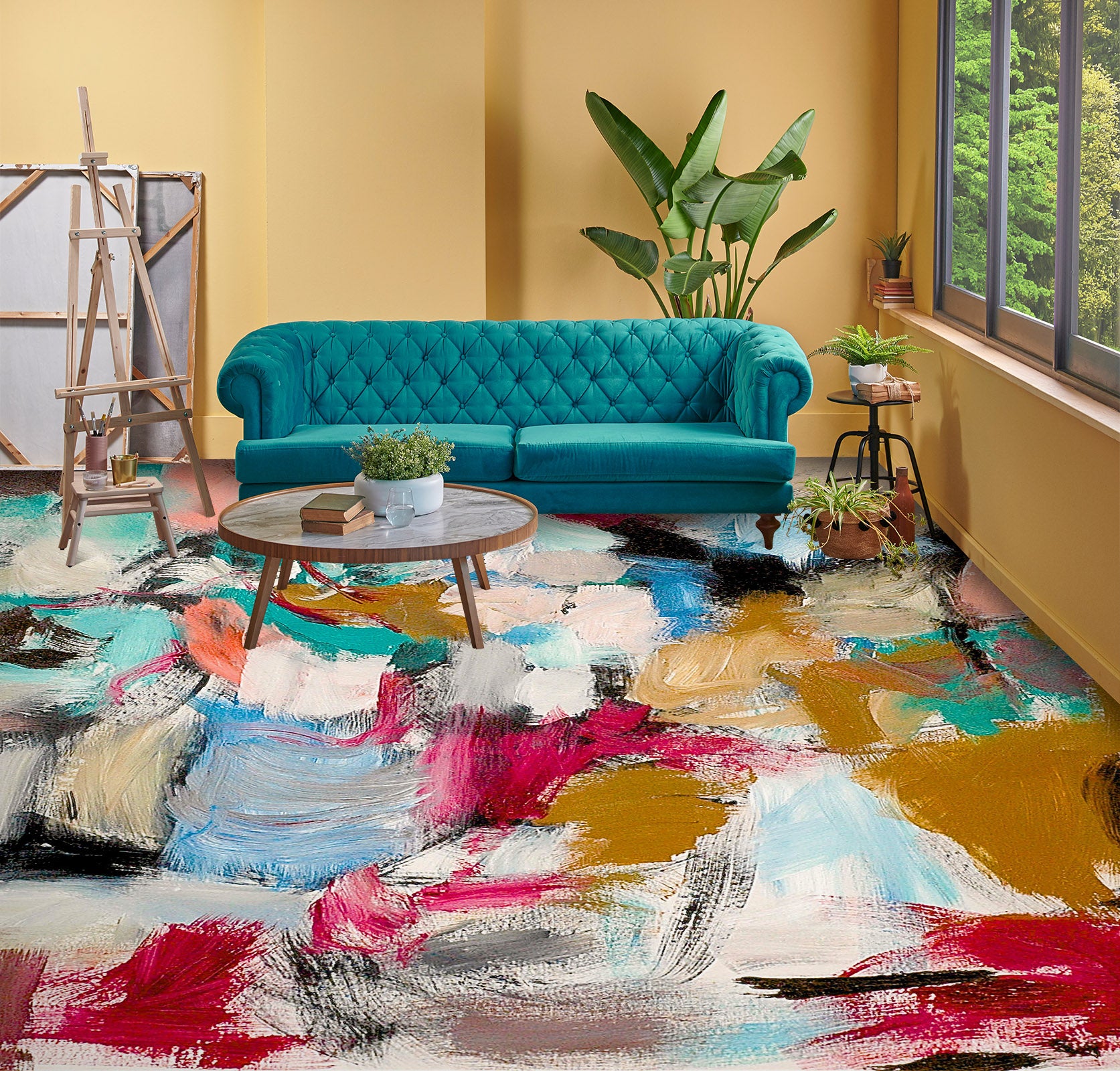 3D Color Paint Brush Pattern 9935 Allan P. Friedlander Floor Mural Wallpaper Murals Self-Adhesive Removable Print Epoxy