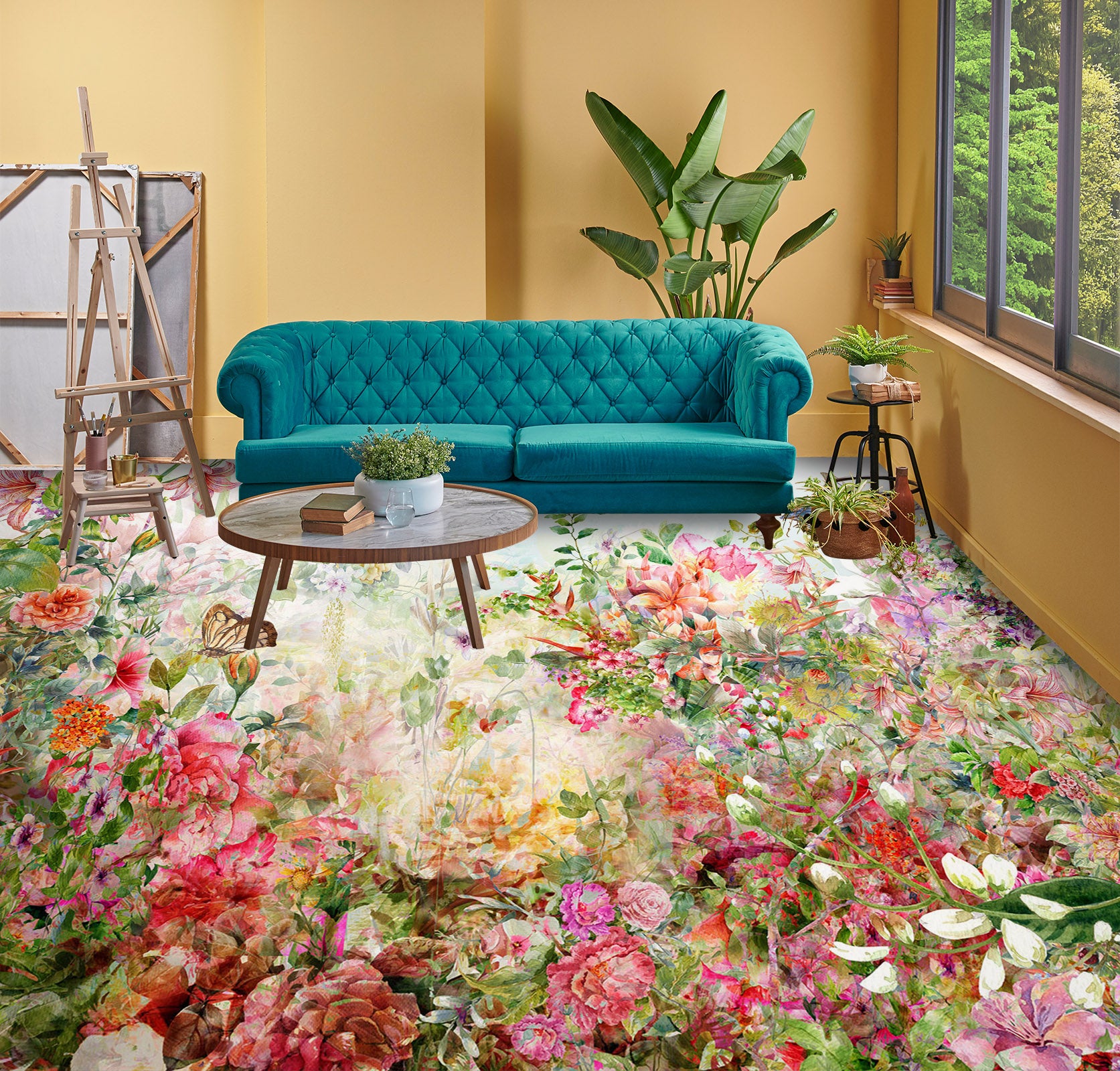 3D Attractive Garden 1249 Floor Mural Wallpaper Murals Self-Adhesive Removable Print Epoxy