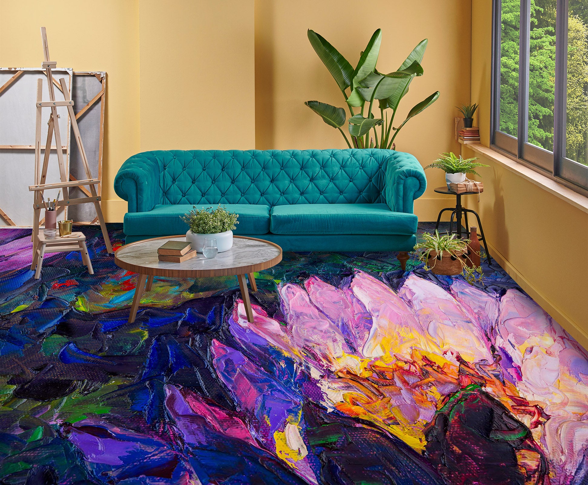 3D Pink Lotus Oil Painting 1262 Floor Mural Wallpaper Murals Self-Adhesive Removable Print Epoxy