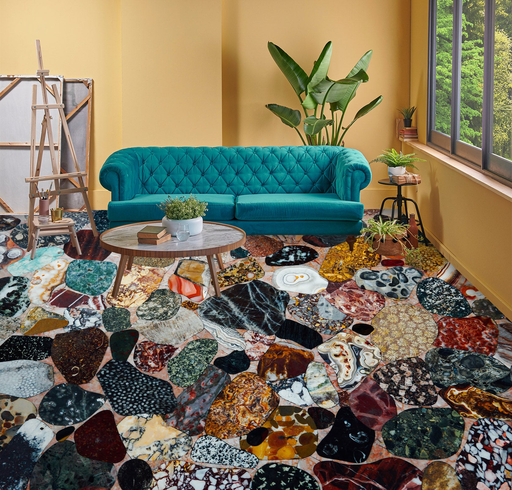 3D Dark Colored Stones 251 Floor Mural Wallpaper Murals Rug & Mat Print Epoxy waterproof bath floor