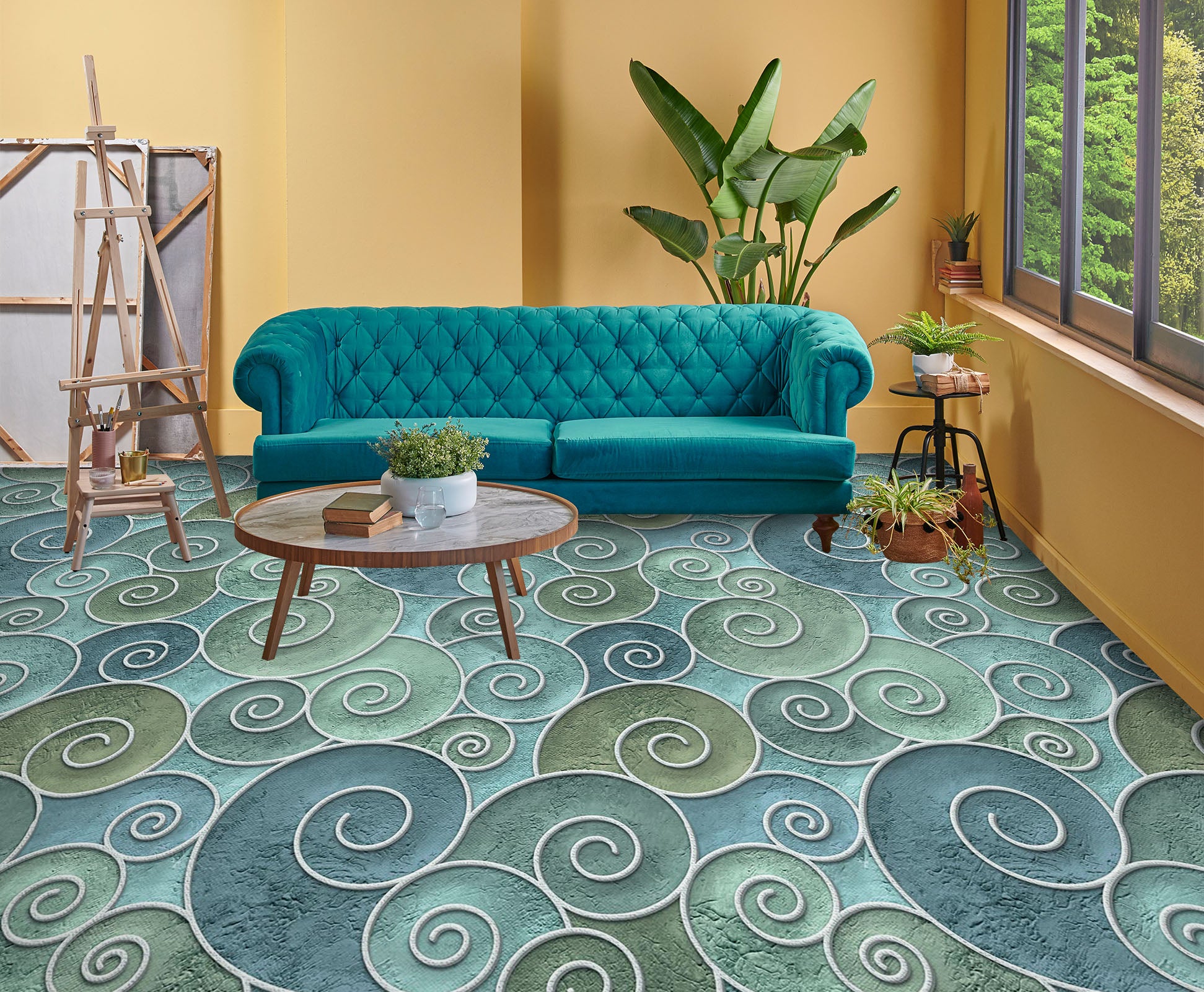 3D Wave Pattern Depiction 878 Floor Mural Wallpaper Murals Rug & Mat Print Epoxy waterproof bath floor