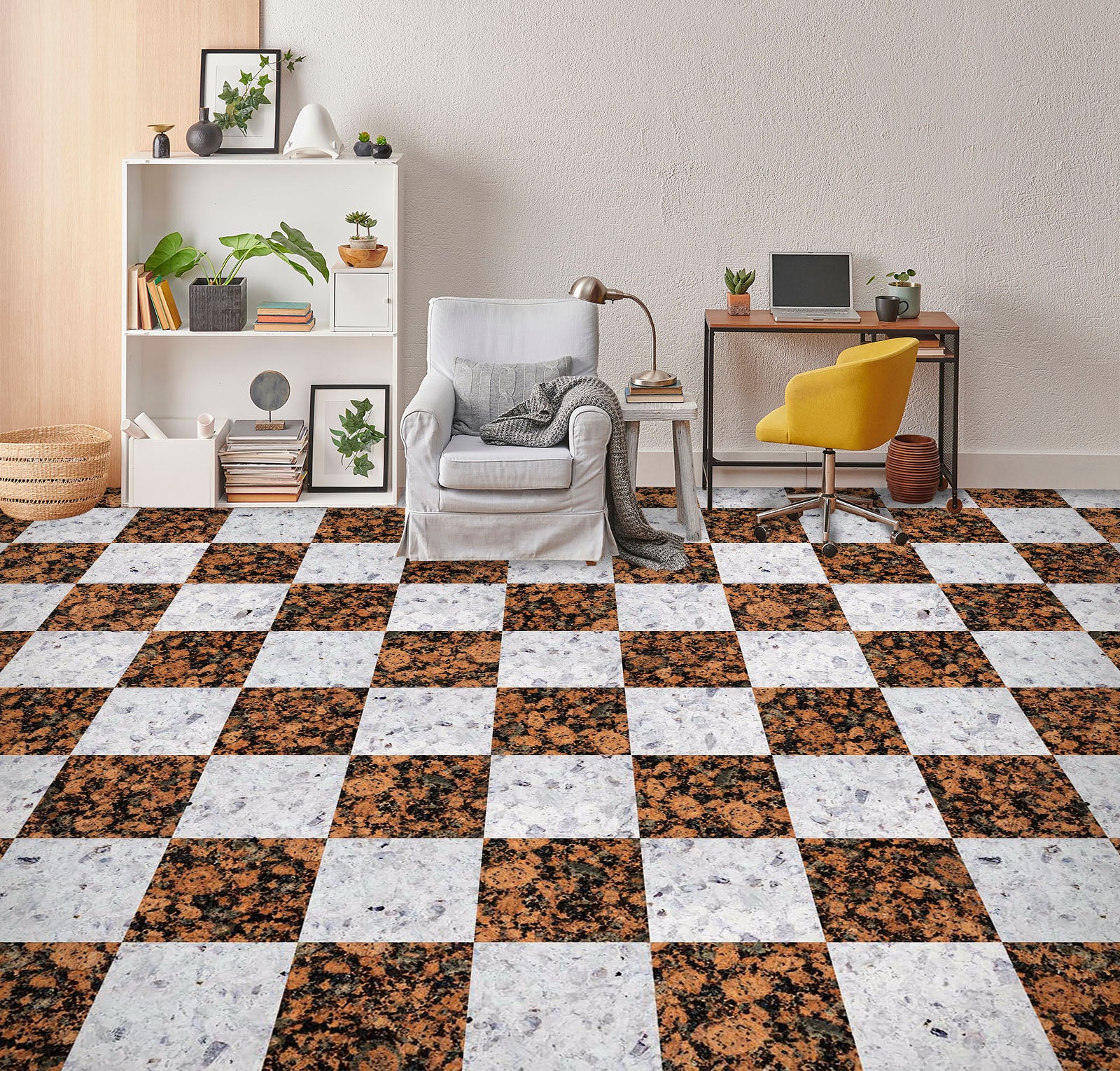 3D Brown And White Squares 930 Floor Mural Wallpaper Murals Rug & Mat Print Epoxy waterproof bath floor