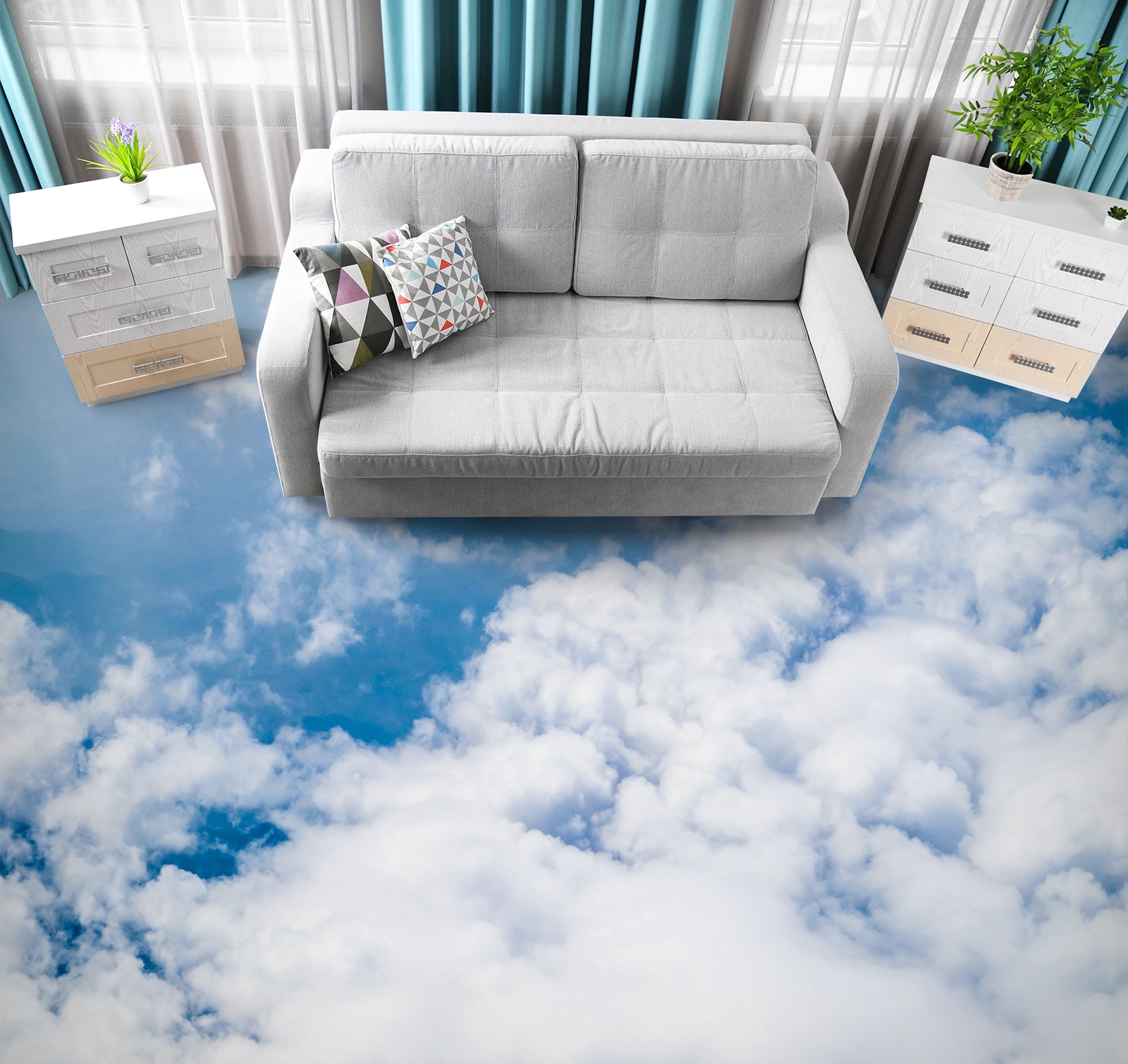 3D Soft White Clouds 062 Floor Mural Wallpaper Murals Rug & Mat Print Epoxy waterproof bath floor