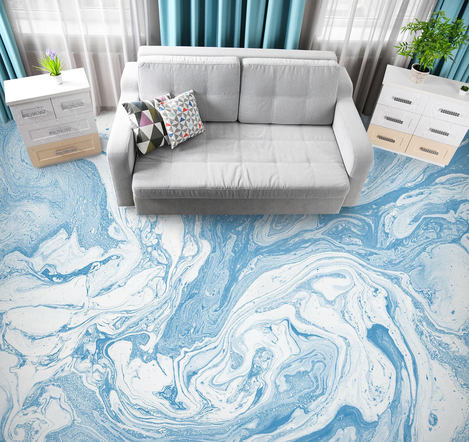 3D Blue And White Texture 637 Floor Mural Wallpaper Murals Rug & Mat Print Epoxy waterproof bath floor