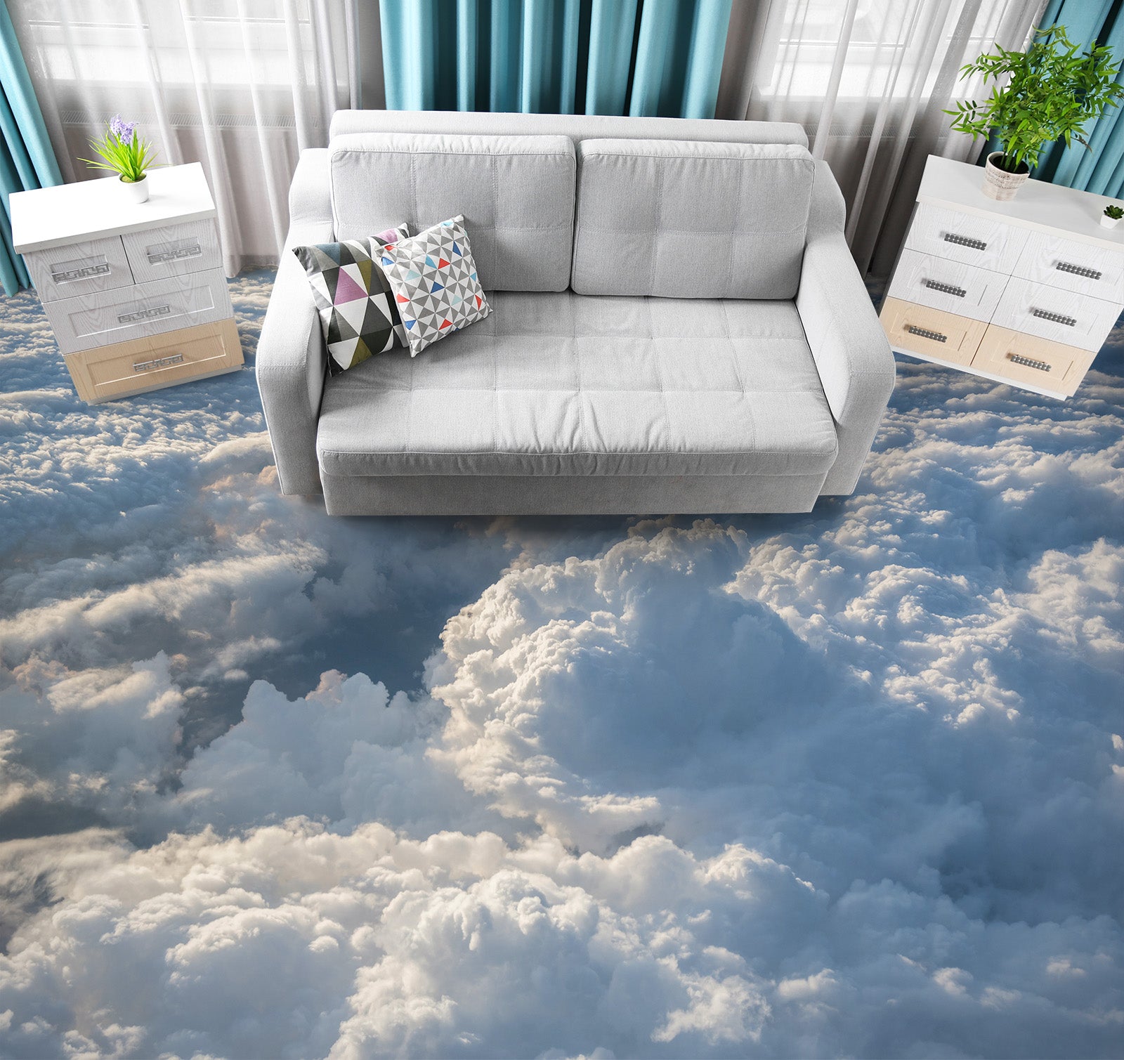 3D Lush Gentle Clouds 557 Floor Mural Wallpaper Murals Rug & Mat Print Epoxy waterproof bath floor