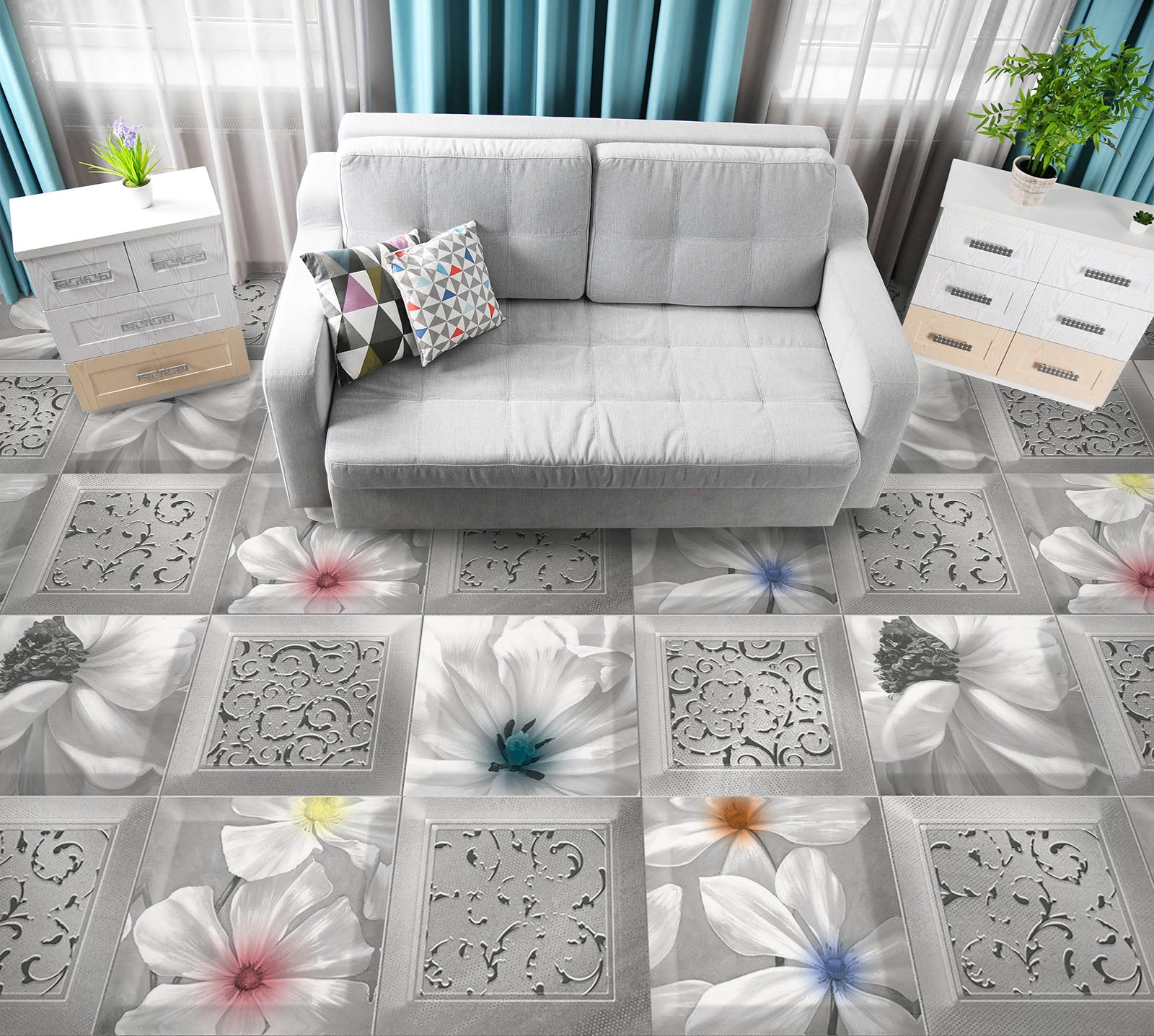 3D Advanced Flower Art 867 Floor Mural Wallpaper Murals Rug & Mat Print Epoxy waterproof bath floor