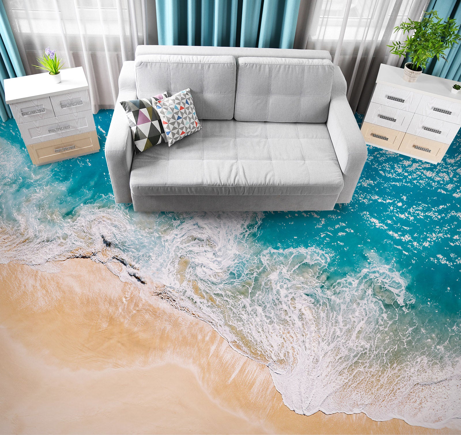 3D Beach Holiday 377 Floor Mural Wallpaper Murals Rug & Mat Print Epoxy waterproof bath floor