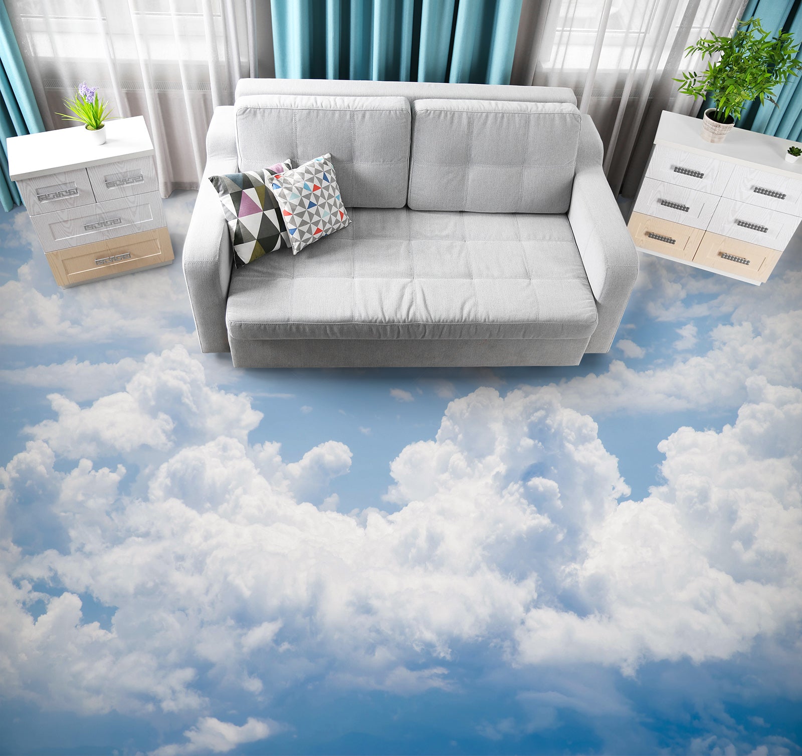 3D Soft White Cloud Art 329 Floor Mural Wallpaper Murals Rug & Mat Print Epoxy waterproof bath floor