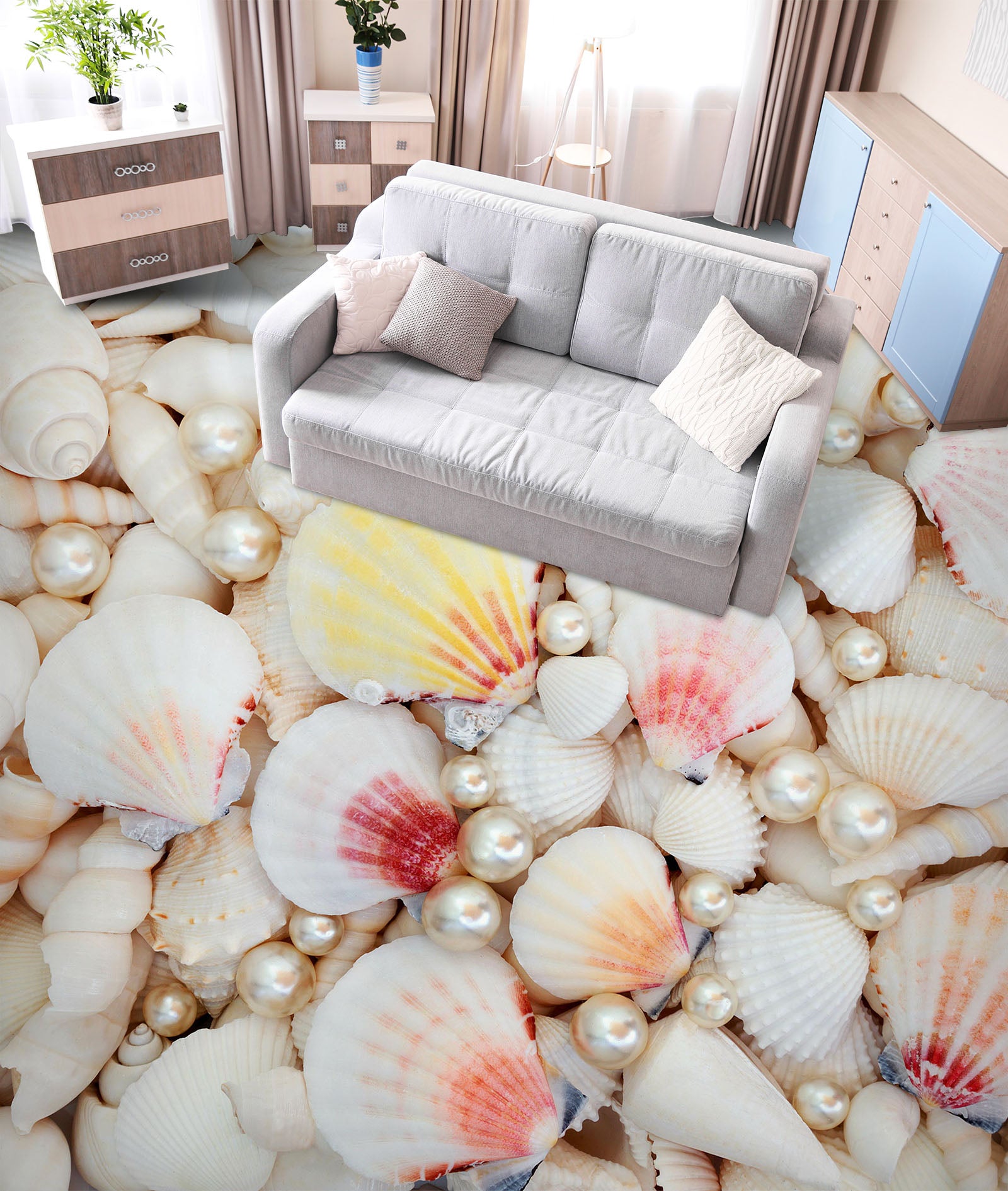 3D Pastel-colored Shells 451 Floor Mural Wallpaper Murals Rug & Mat Print Epoxy waterproof bath floor