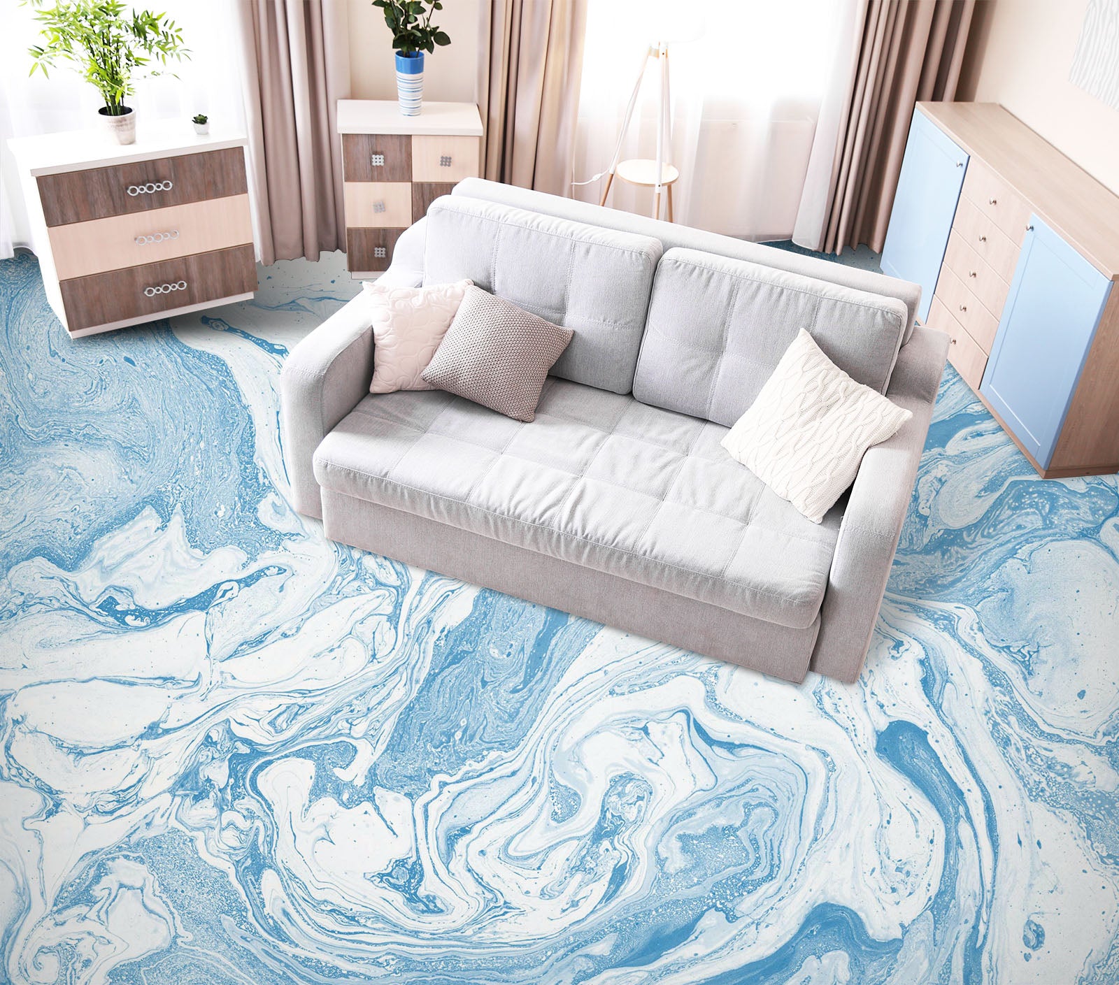 3D Blue And White Texture 637 Floor Mural Wallpaper Murals Rug & Mat Print Epoxy waterproof bath floor
