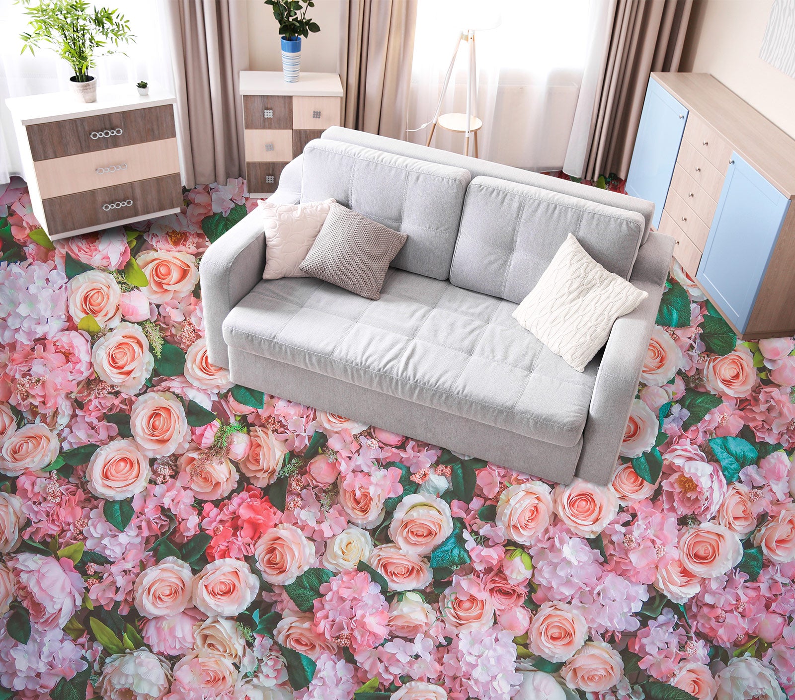 3D Spring Pink Roses 115 Floor Mural Wallpaper Murals Rug & Mat Print Epoxy waterproof bath floor