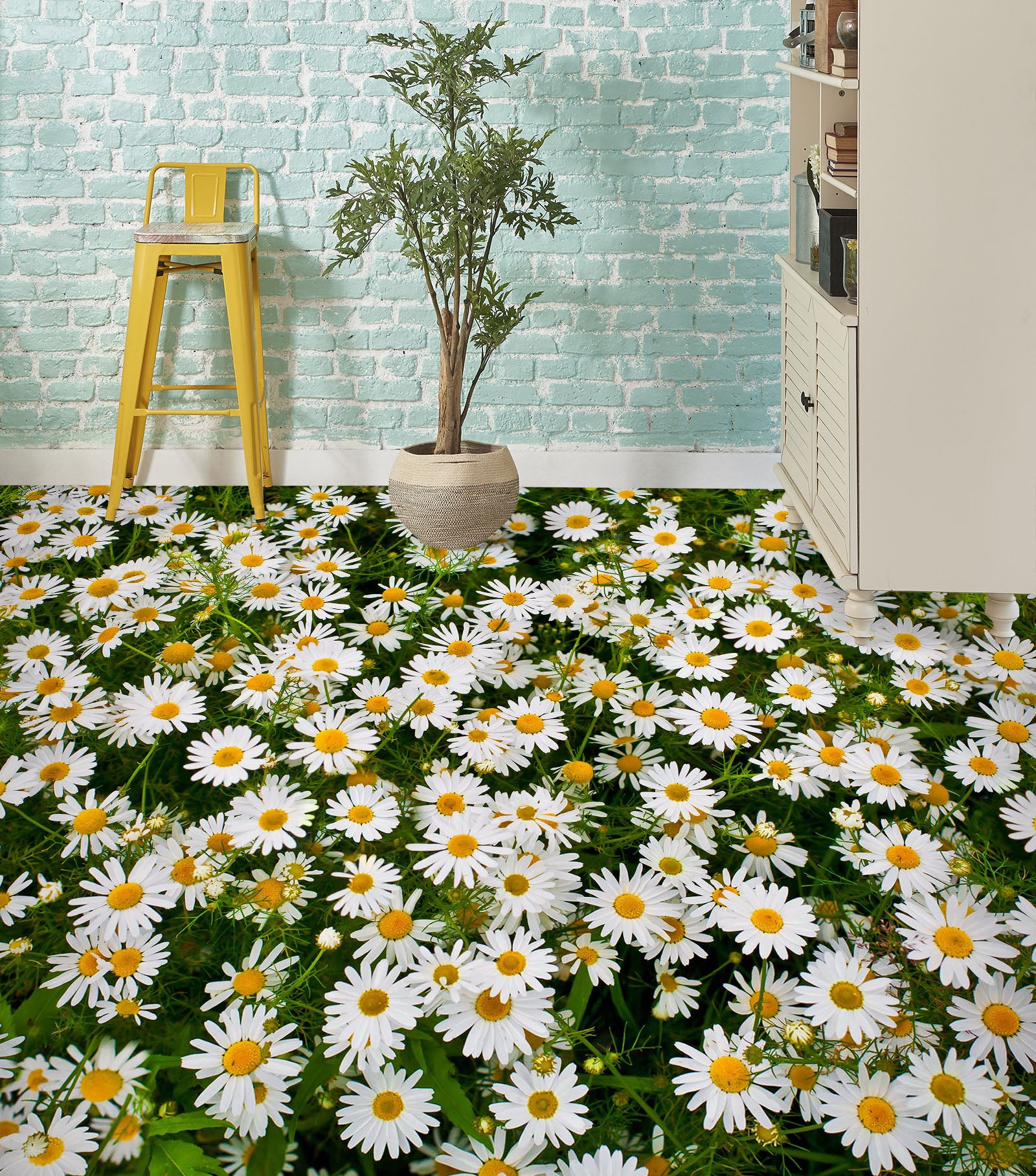 3D Lush Daisies 009 Floor Mural Wallpaper Murals Rug & Mat Print Epoxy waterproof bath floor