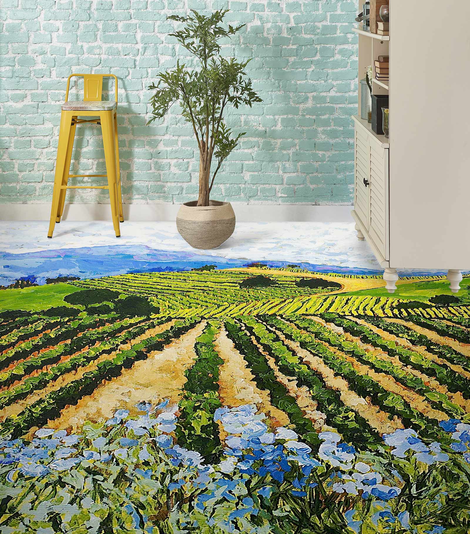3D Field Flower Bush 9519 Allan P. Friedlander Floor Mural Wallpaper Murals Self-Adhesive Removable Print Epoxy