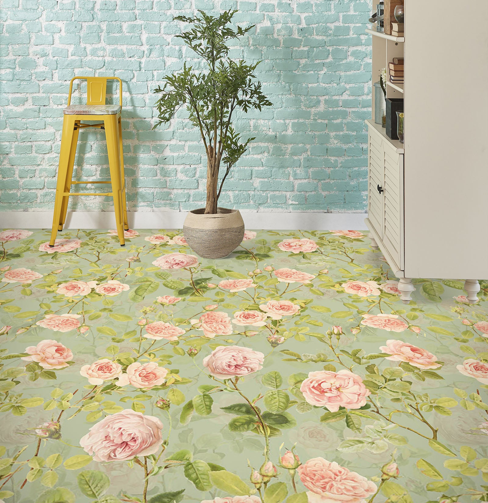 3D Pink Rose 99225 Uta Naumann Floor Mural Wallpaper Murals Self-Adhesive Removable Print Epoxy