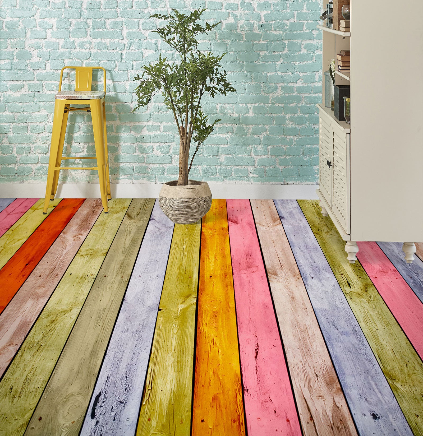 3D Colorful Wood Grains 1376 Floor Mural