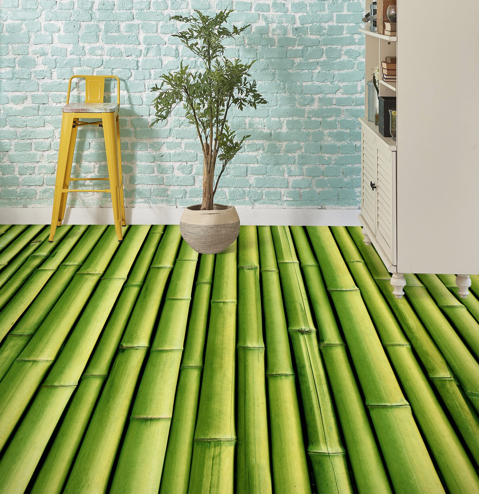 3D Green Bamboos 1397 Floor Mural Wallpaper Murals Self-Adhesive Removable Print Epoxy