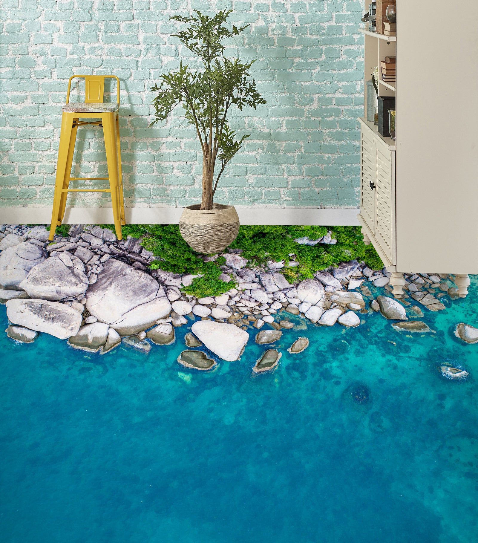 3D Leisurely Sea 110 Floor Mural