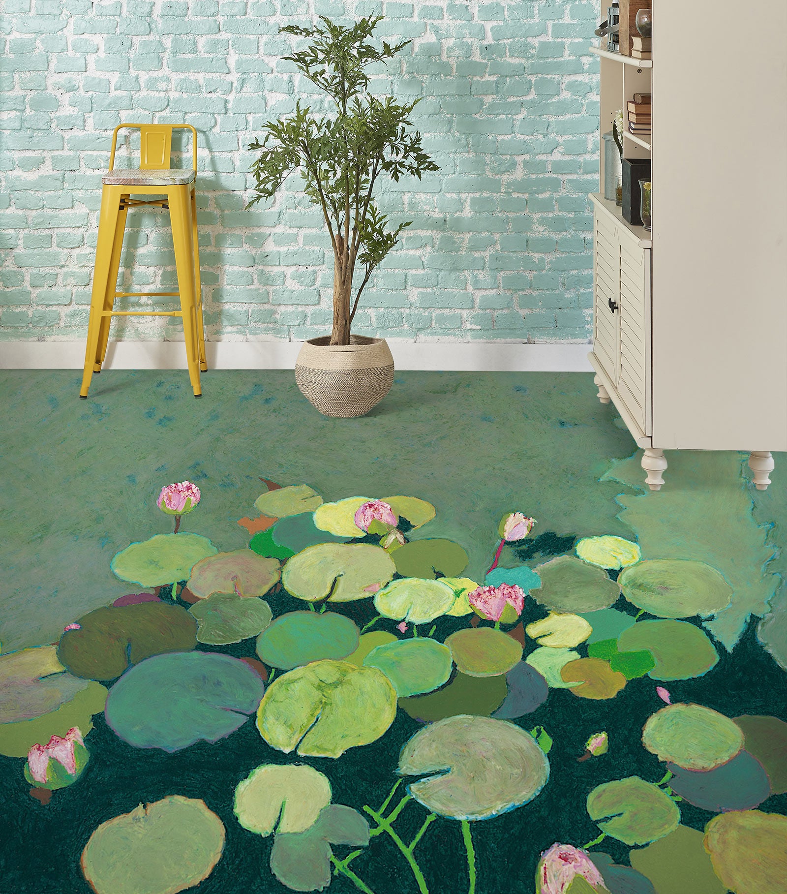 3D Lotus Pond 9686 Allan P. Friedlander Floor Mural Wallpaper Murals Self-Adhesive Removable Print Epoxy