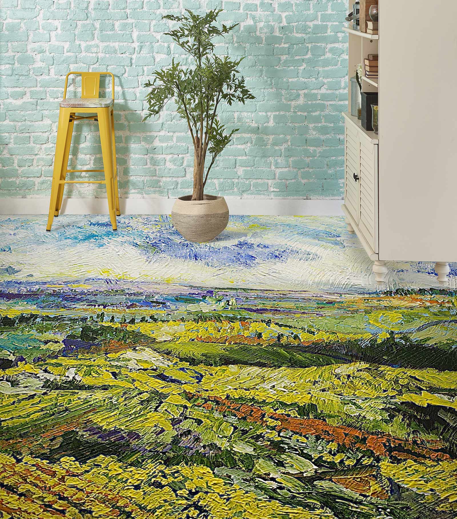 3D Lawn Field Hillside 9520 Allan P. Friedlander Floor Mural Wallpaper Murals Self-Adhesive Removable Print Epoxy