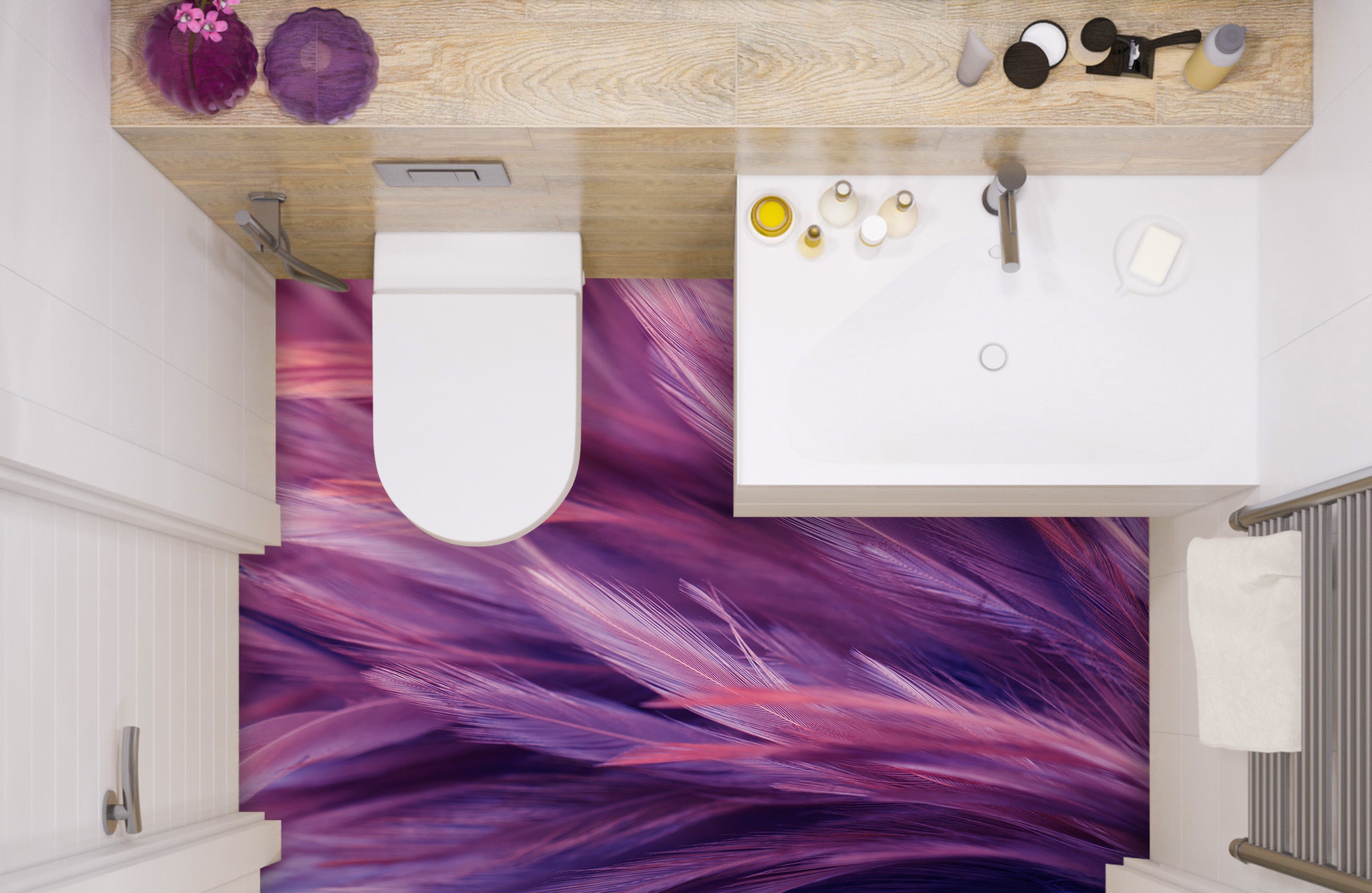 3D Purple Feathers 1126 Floor Mural Wallpaper Murals Self-Adhesive Removable Print Epoxy