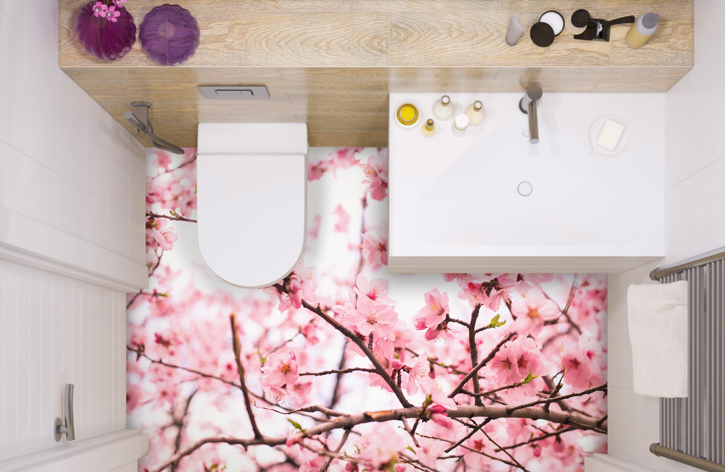 3D Peach Blossom 1239 Floor Mural Wallpaper Murals Self-Adhesive Removable Print Epoxy