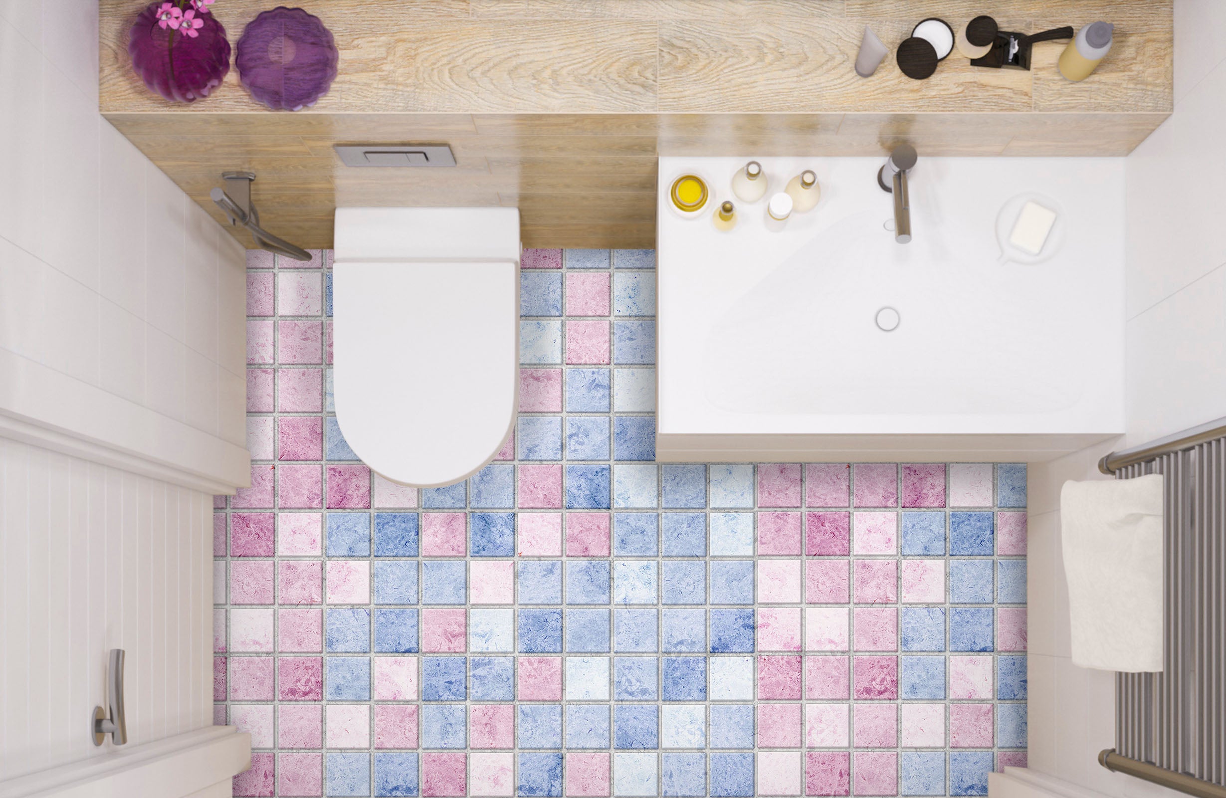 3D Pink And Purple Squares 924 Floor Mural Wallpaper Murals Rug & Mat Print Epoxy waterproof bath floor