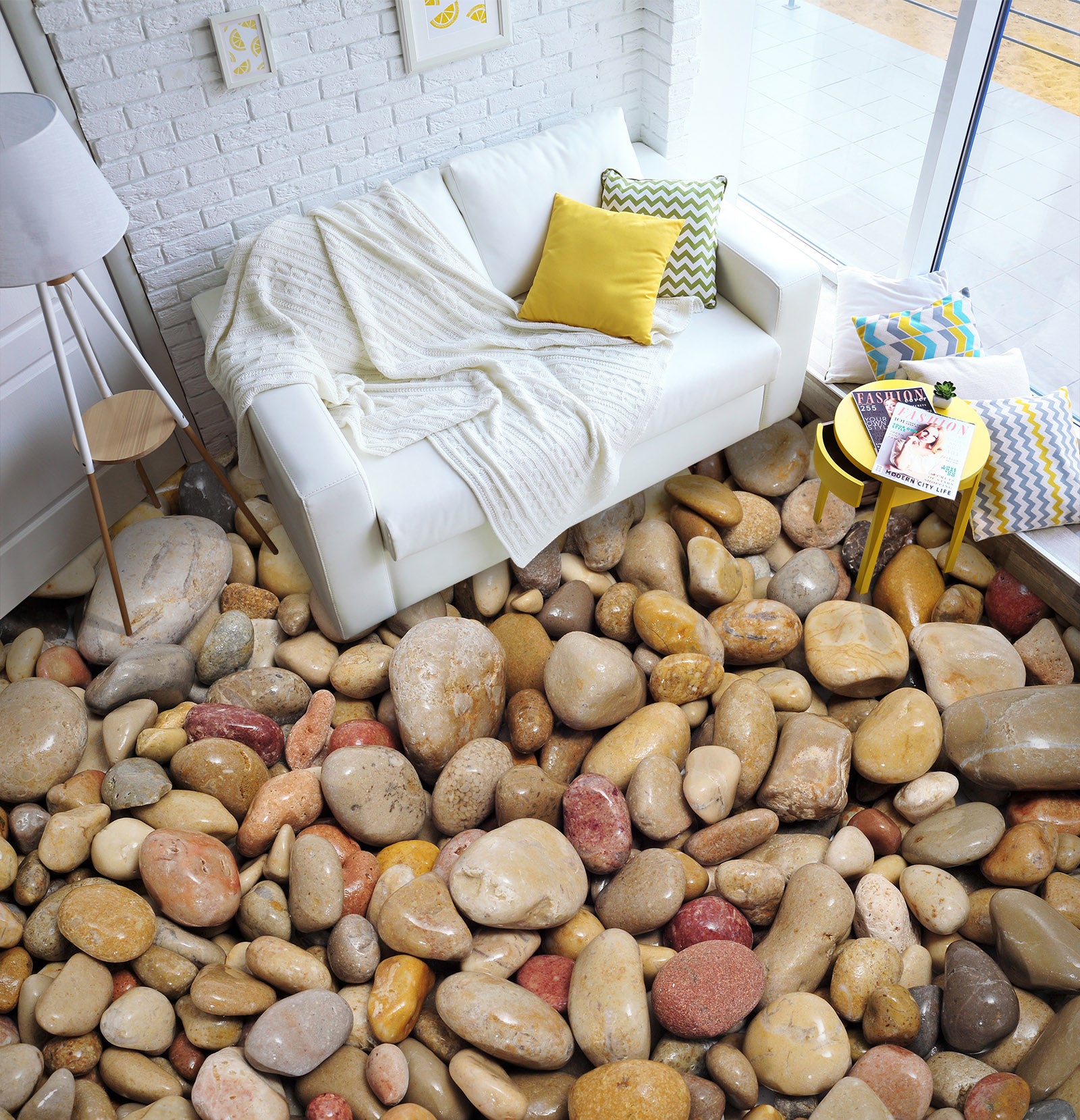 3D Textured Pebbles 008 Floor Mural Wallpaper Murals Rug & Mat Print Epoxy waterproof bath floor