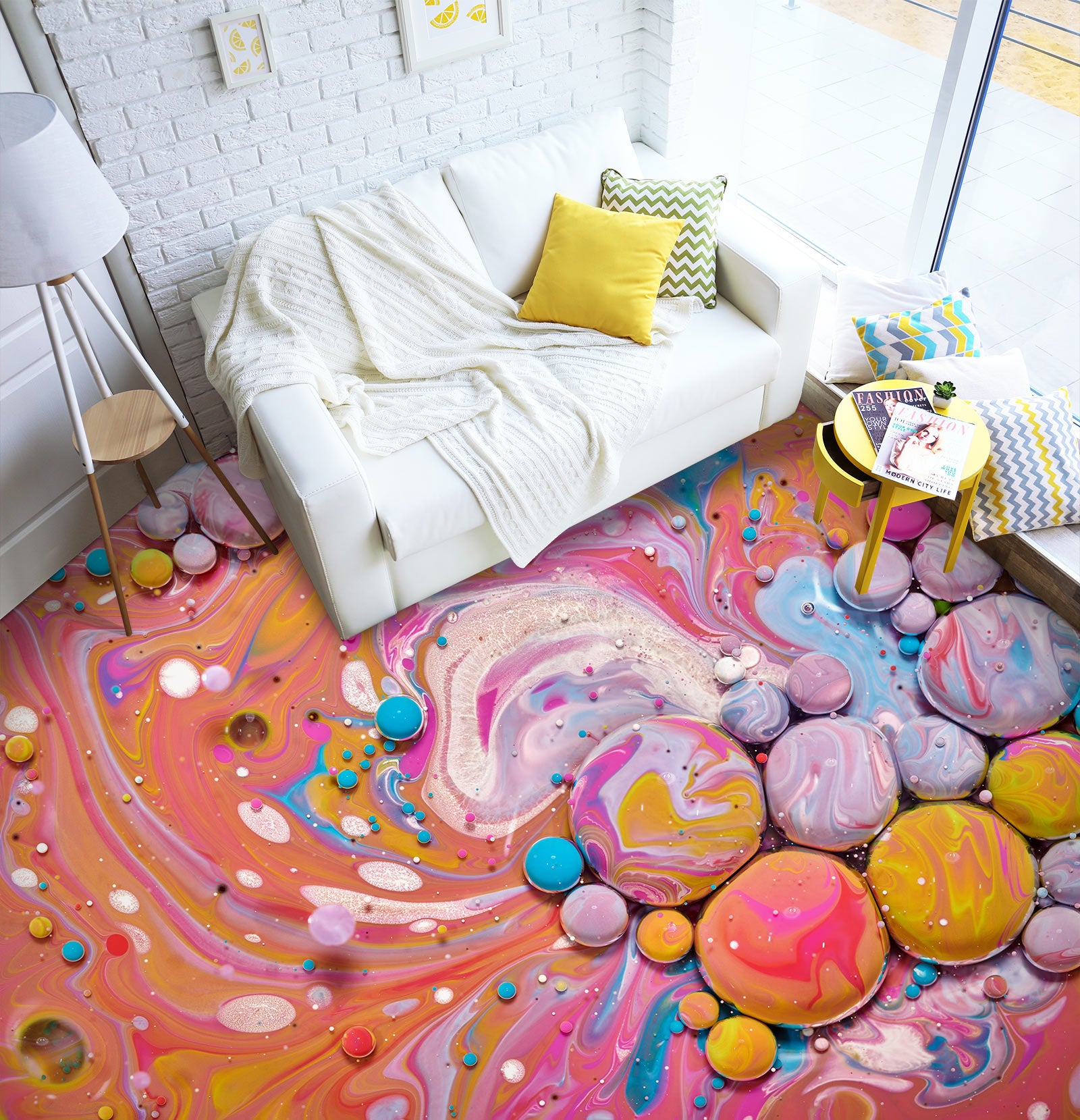 3D Sweet Paint Stones 446 Floor Mural