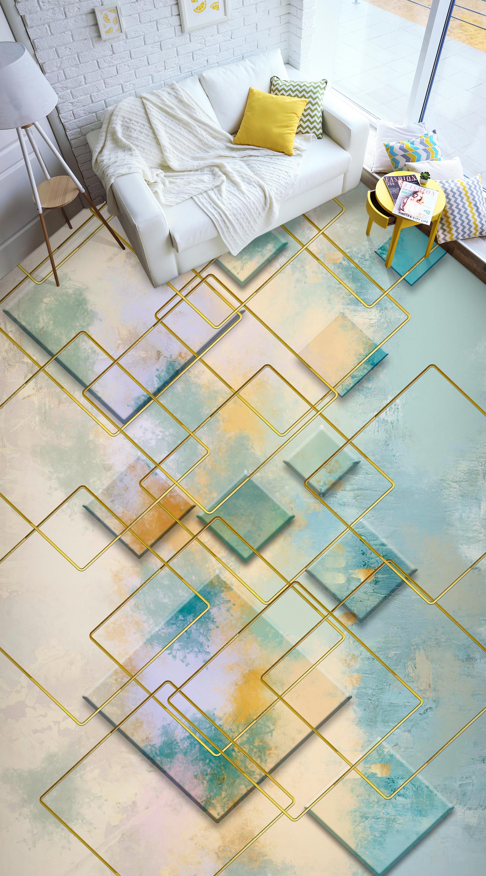 3D Art Story Rhombus 1198 Floor Mural Wallpaper Murals Self-Adhesive Removable Print Epoxy