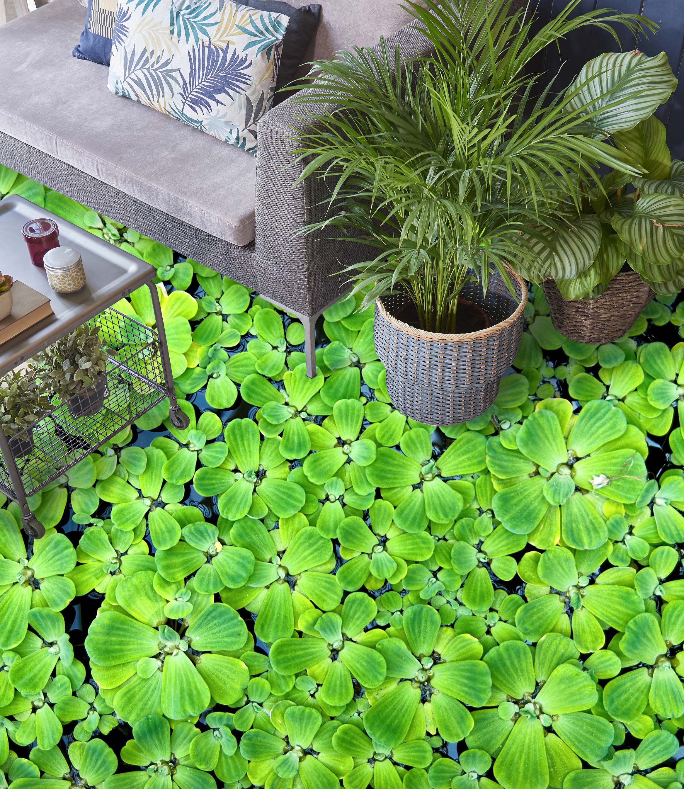 3D Bright Green Leaves 004 Floor Mural Wallpaper Murals Rug & Mat Print Epoxy waterproof bath floor