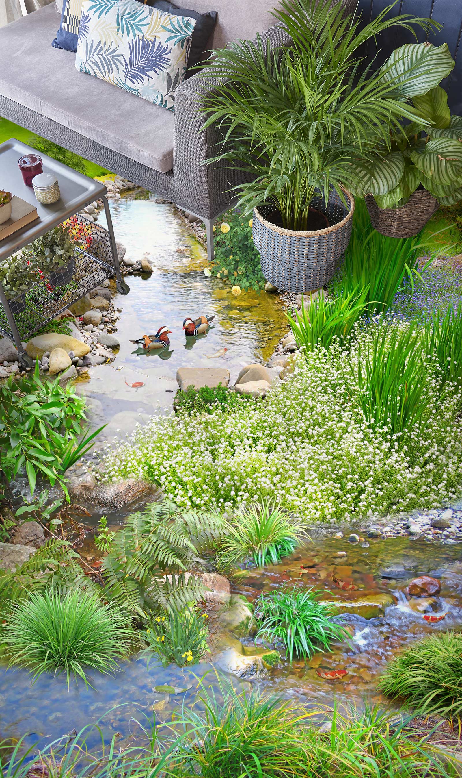 3D Leisurely Ducks 499 Floor Mural Wallpaper Murals Rug & Mat Print Epoxy waterproof bath floor