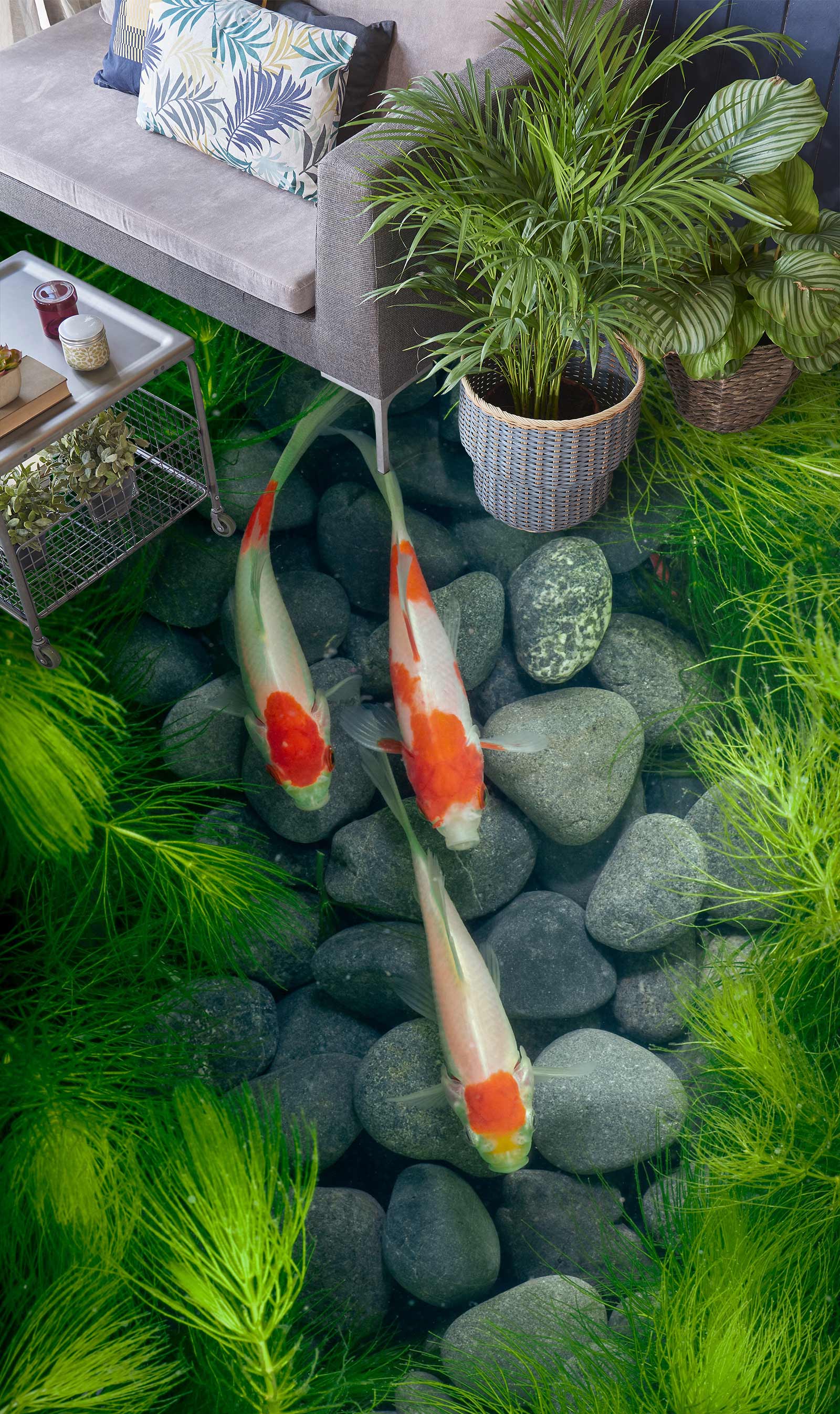 3D Three Koi In Order 185 Floor Mural Wallpaper Murals Rug & Mat Print Epoxy waterproof bath floor