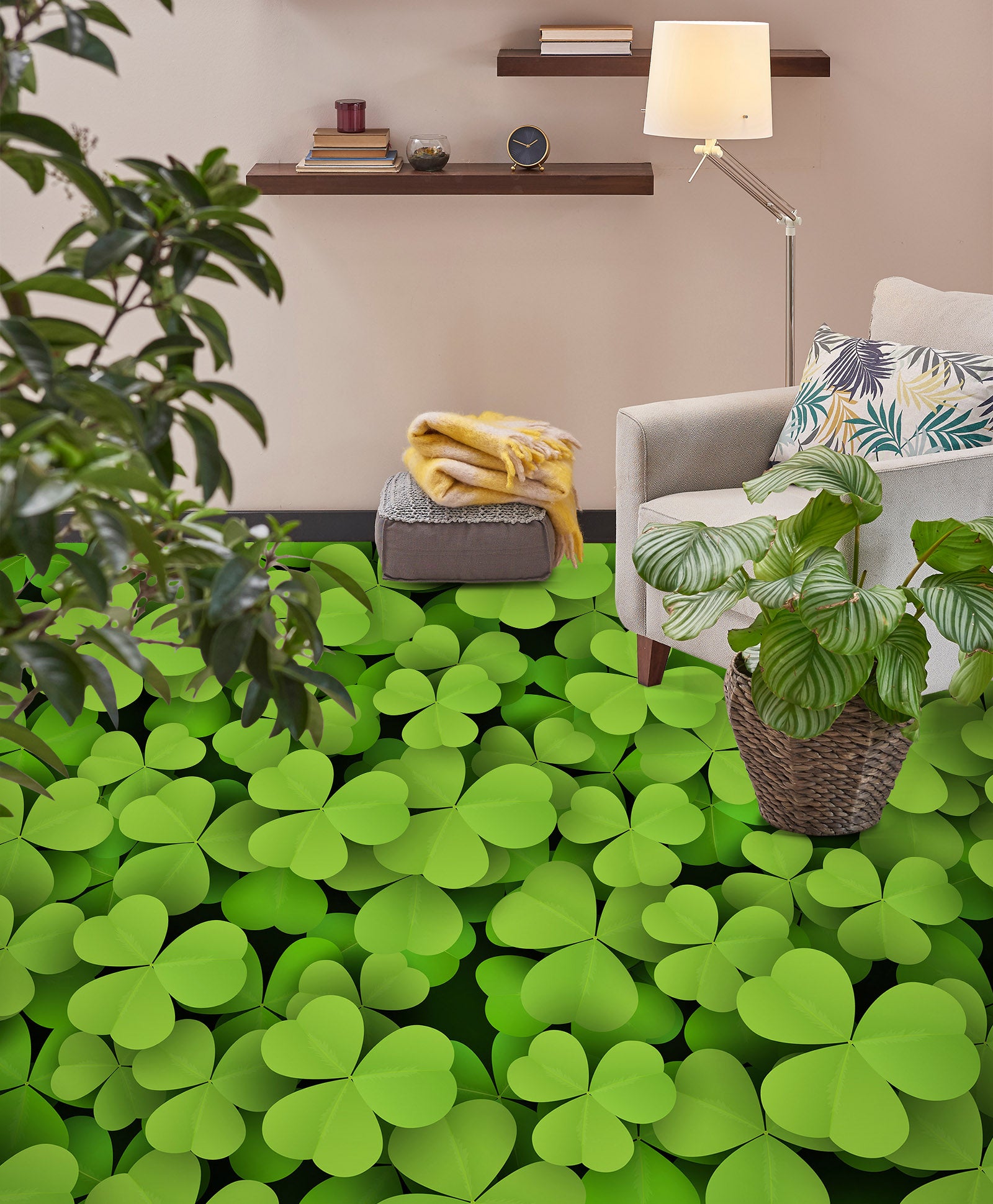 3D Green Clover 816 Floor Mural Wallpaper Murals Rug & Mat Print Epoxy waterproof bath floor