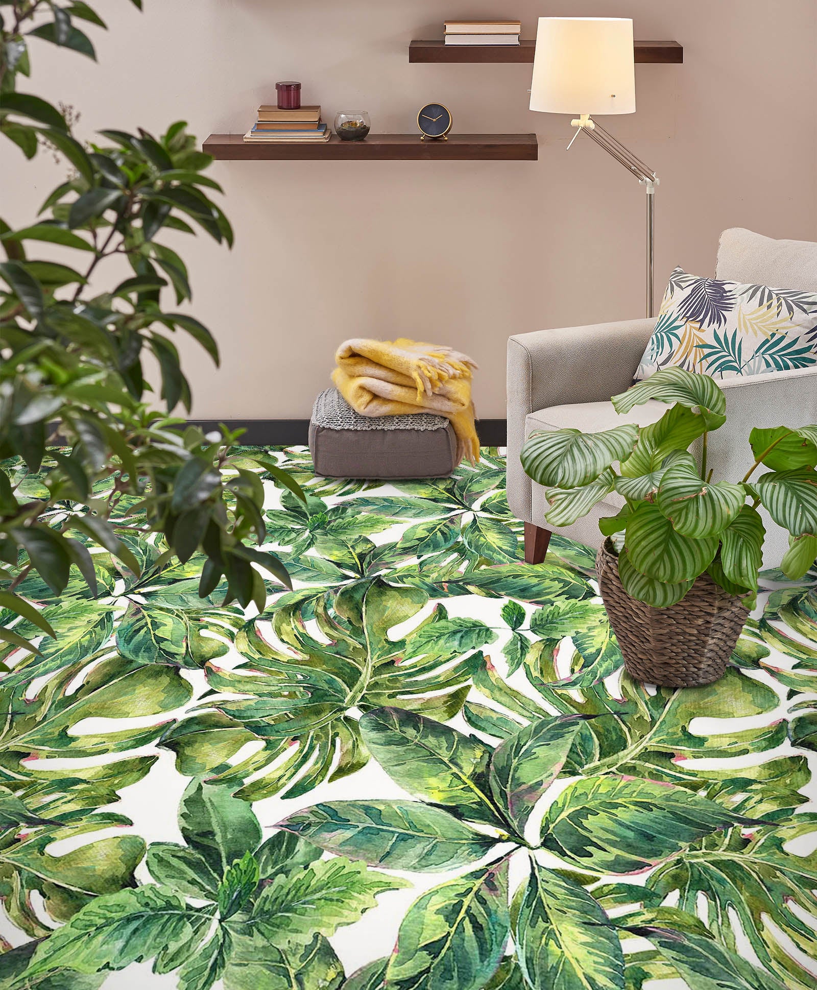 3D Green Leaf Painting 1259 Floor Mural Wallpaper Murals Self-Adhesive Removable Print Epoxy