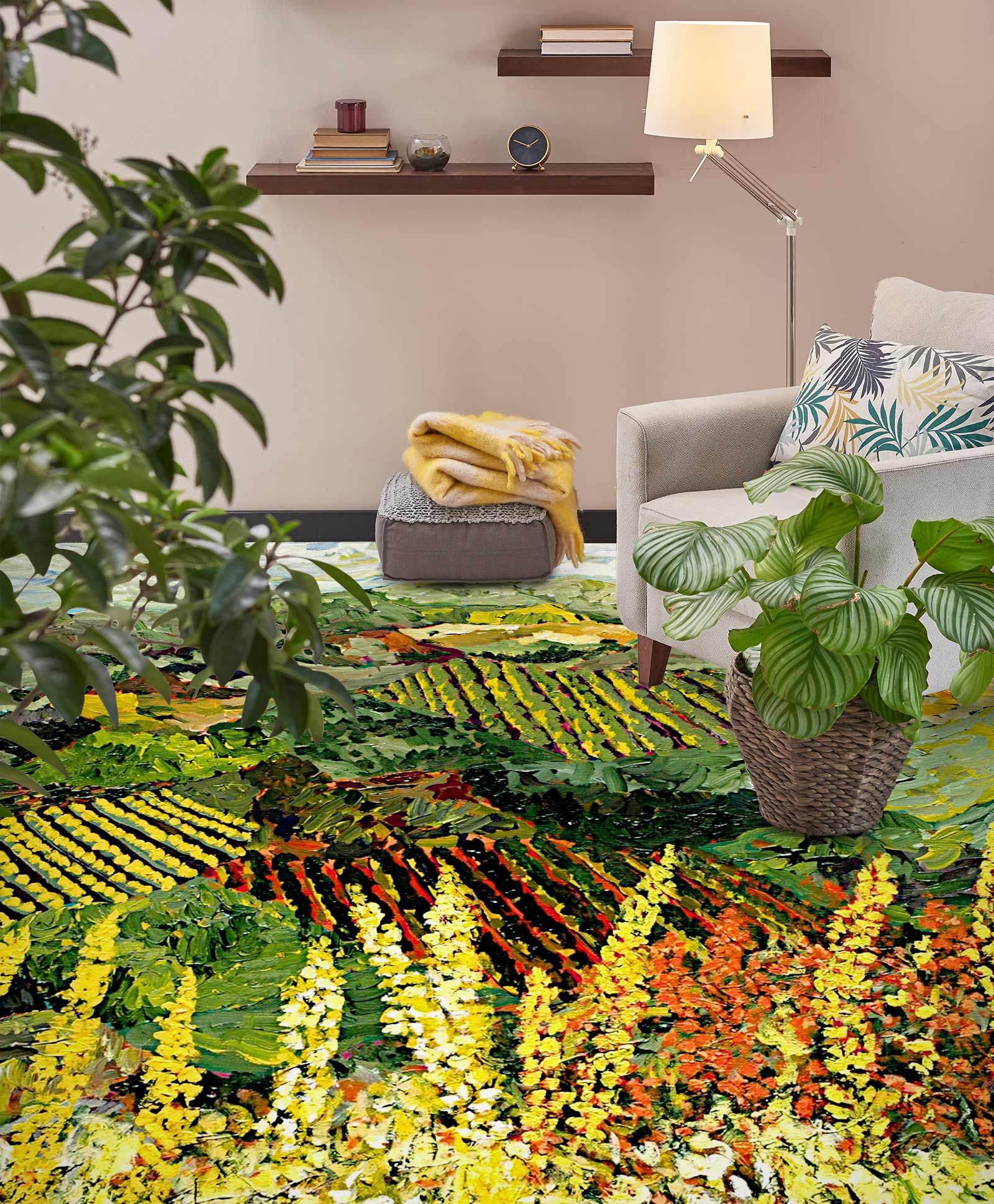 3D Field Flower Painting 9532 Allan P. Friedlander Floor Mural Wallpaper Murals Self-Adhesive Removable Print Epoxy