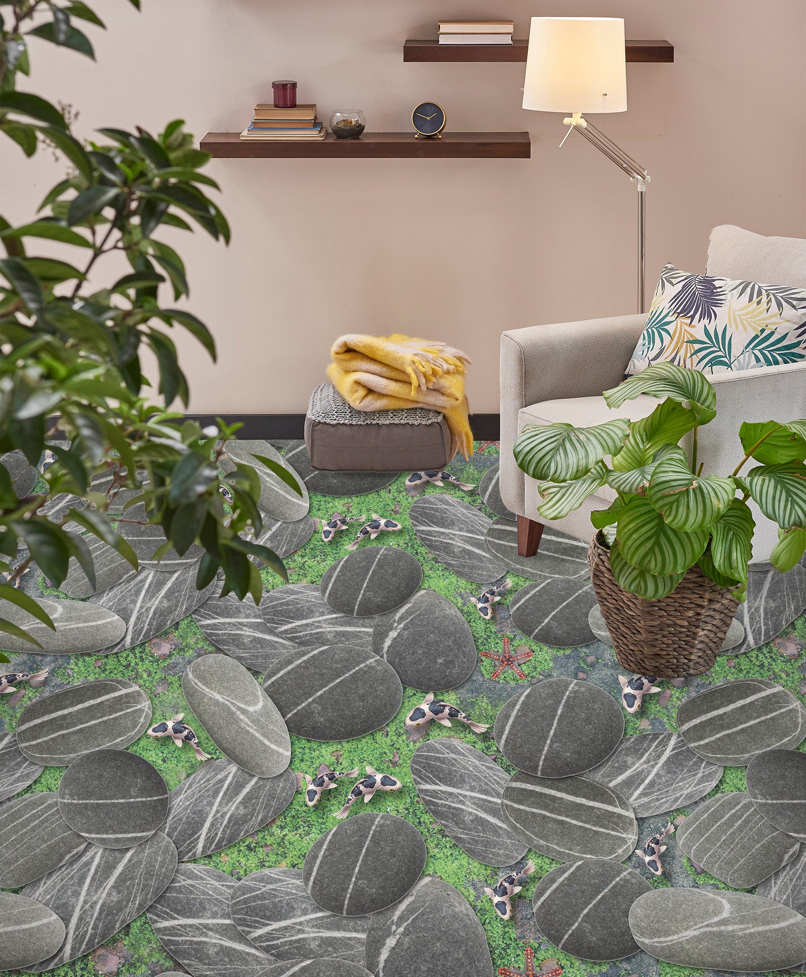 3D Plain Gray Pebbles 220 Floor Mural Wallpaper Murals Rug & Mat Print Epoxy waterproof bath floor