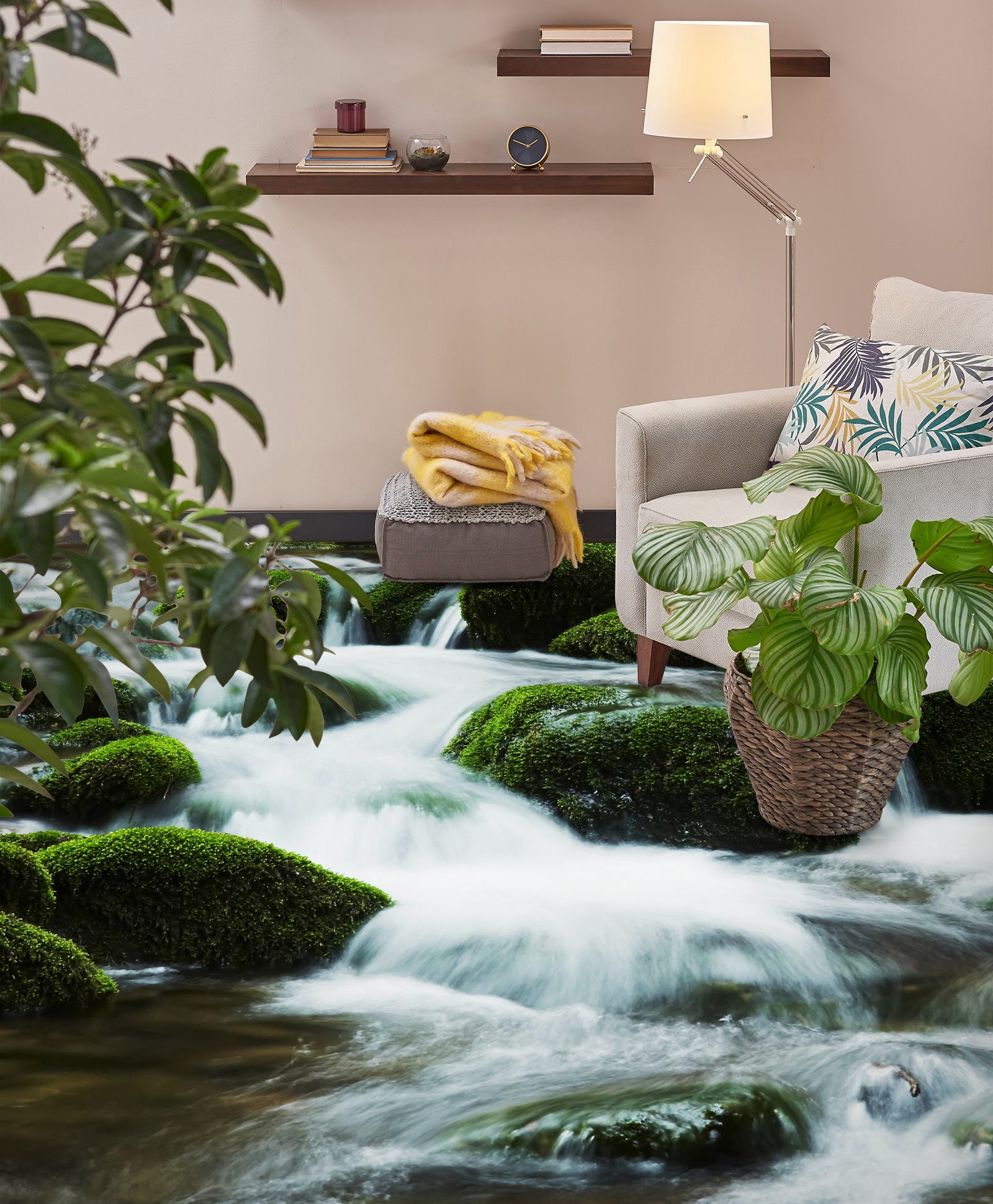 3D Cool Moss Stones 1005 Floor Mural Wallpaper Murals Self-Adhesive Removable Print Epoxy