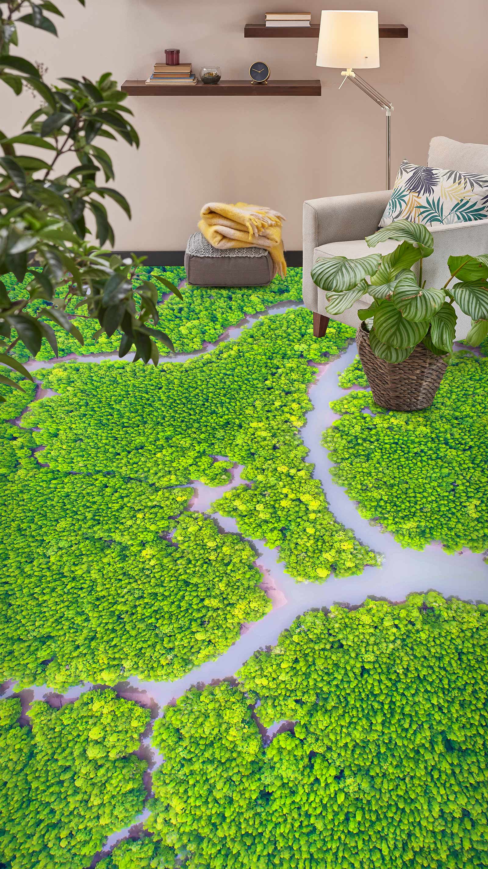 3D Summer Fresh Green 174 Floor Mural Wallpaper Murals Rug & Mat Print Epoxy waterproof bath floor
