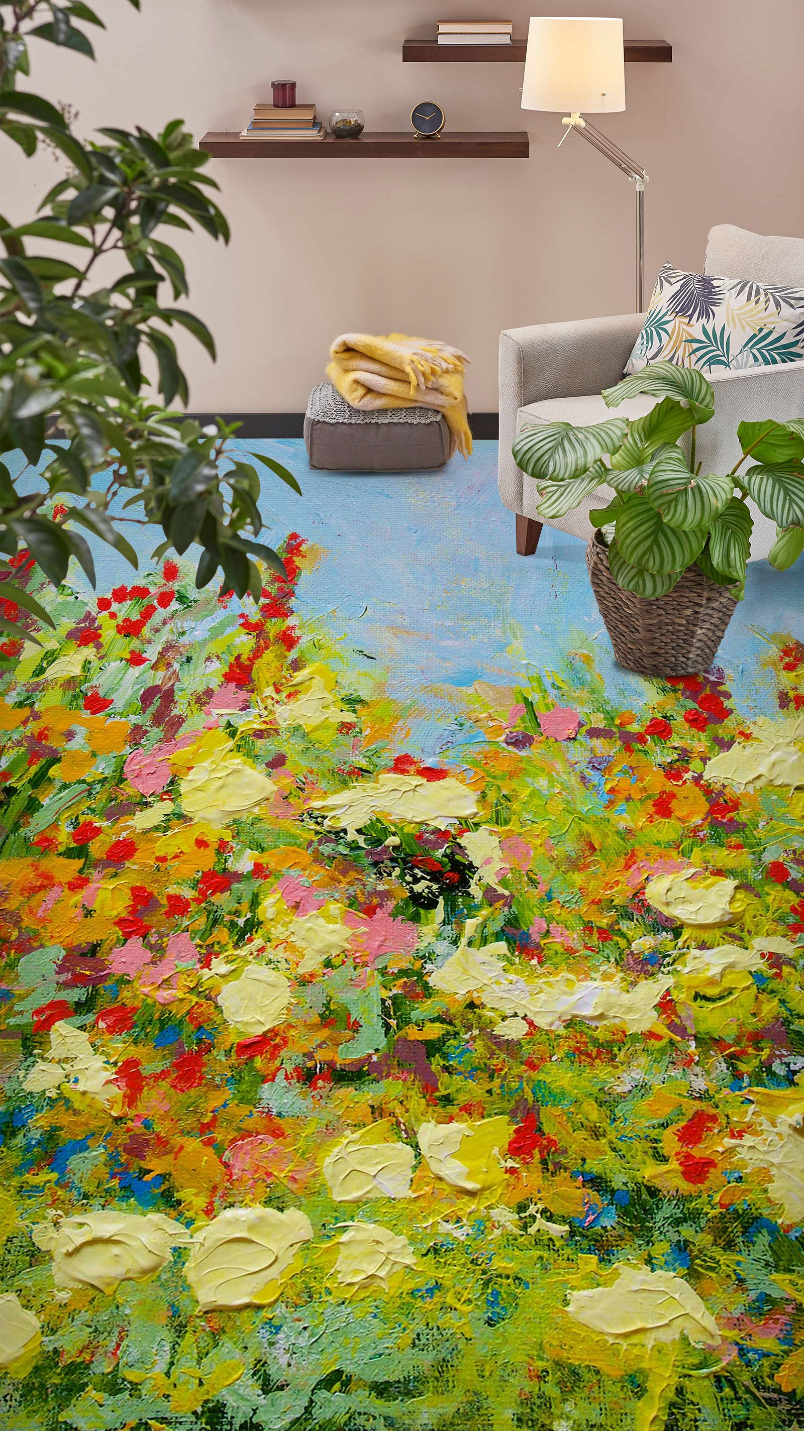 3D Oil Painting Flowers 96107 Allan P. Friedlander Floor Mural Wallpaper Murals Self-Adhesive Removable Print Epoxy
