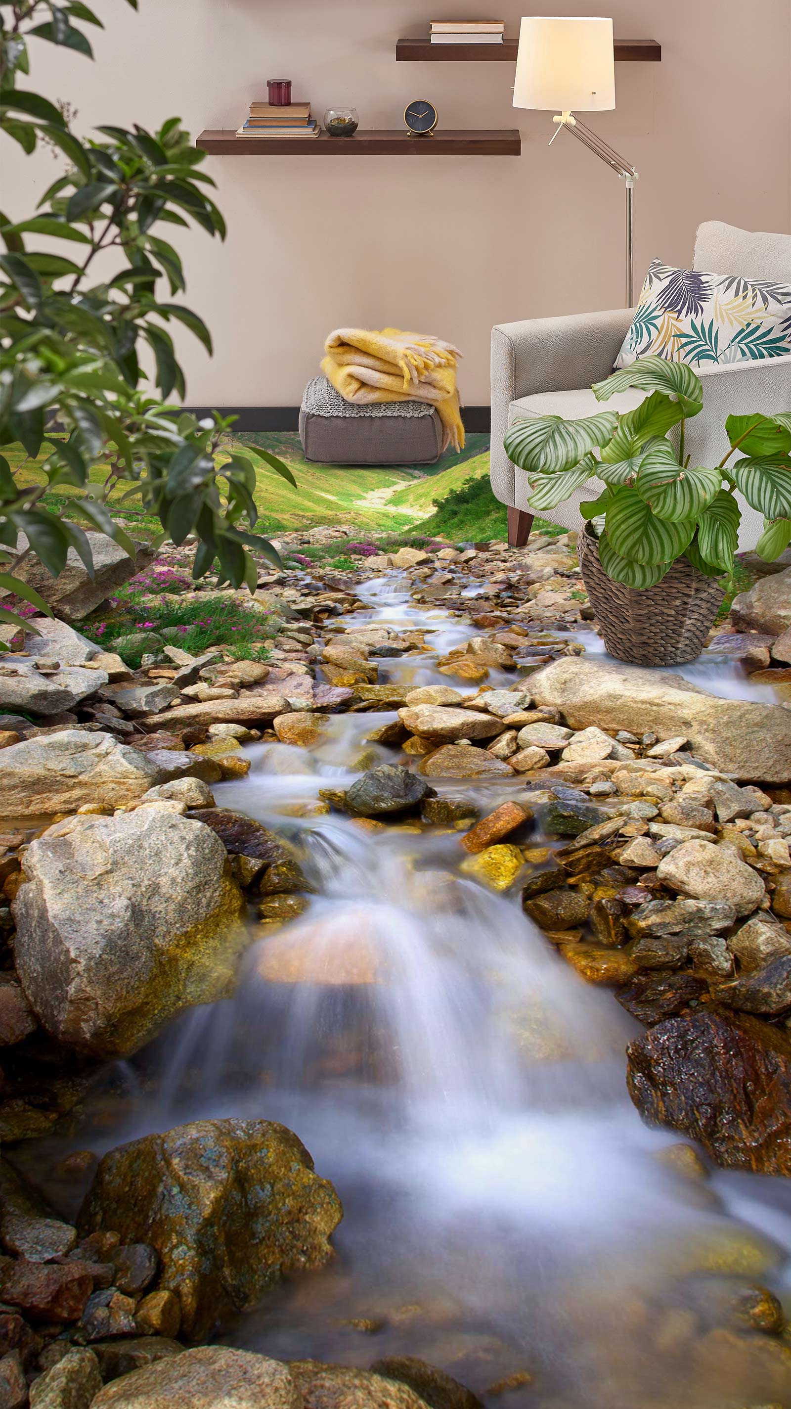 3D Fine Flowing Water 1092 Floor Mural