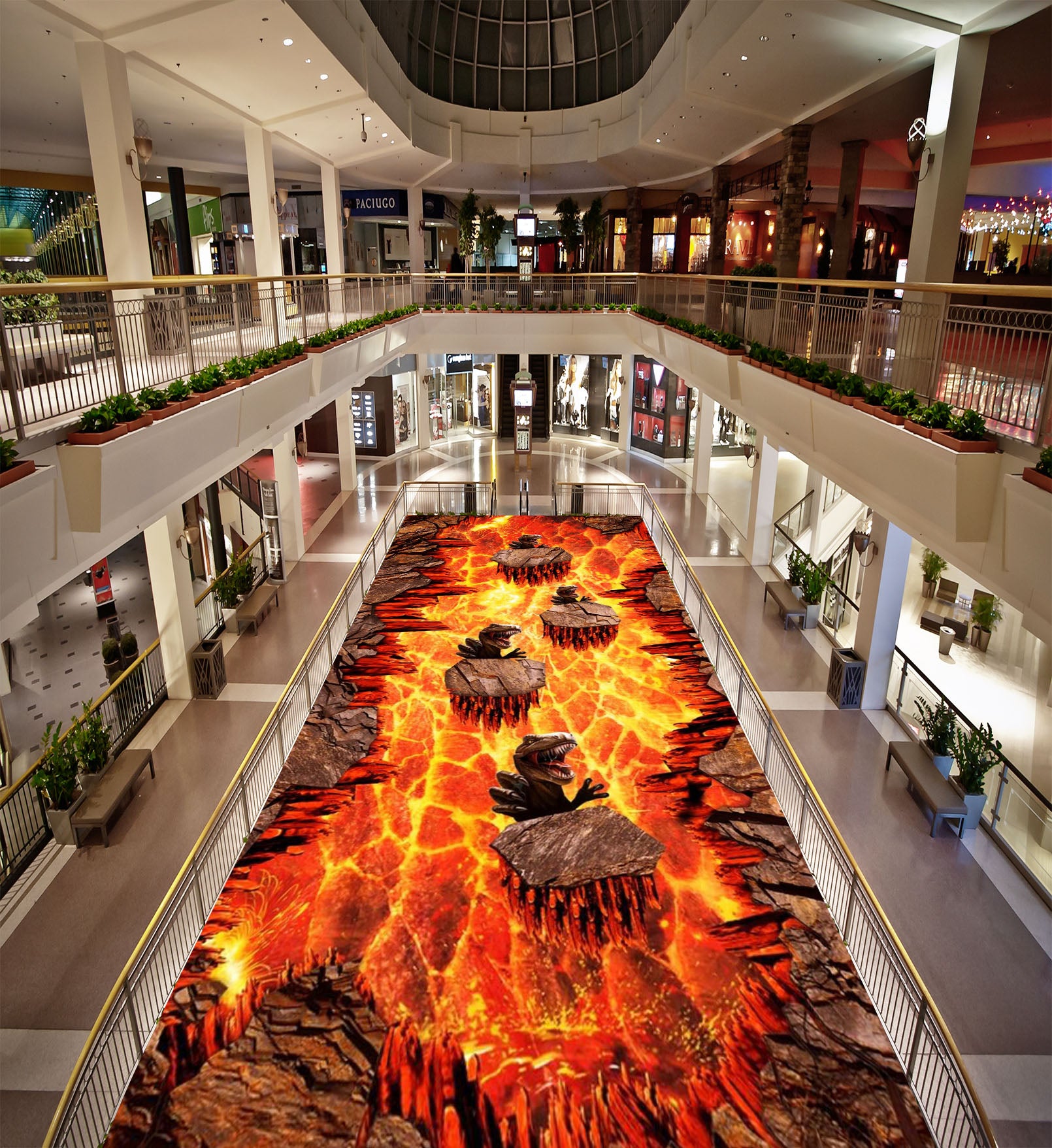 3D Flame Dinosaur 109 Floor Mural Self-Adhesive Sticker Bathroom Non-slip Waterproof Flooring Murals