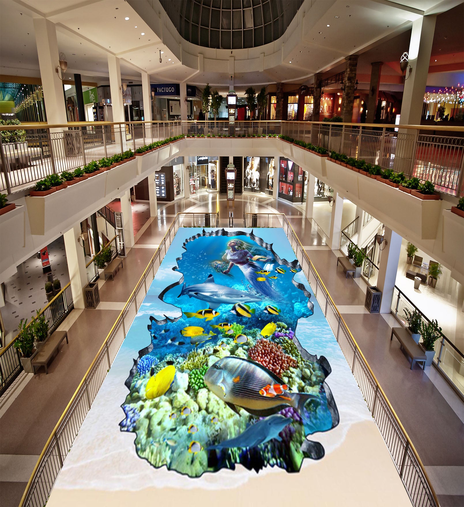 3D Mysterious Mermaid 124 Floor Mural Self-Adhesive Sticker Bathroom Non-slip Waterproof Flooring Murals