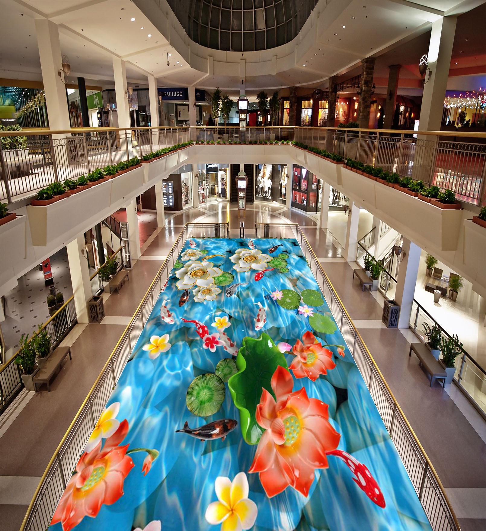 3D Red Lotus Pond 178 Floor Mural Self-Adhesive Sticker Bathroom Non-slip Waterproof Flooring Murals