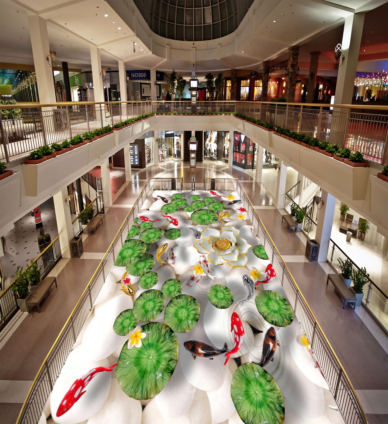 3D Lotus Leaf Koi 177 Floor Mural Self-Adhesive Sticker Bathroom Non-slip Waterproof Flooring Murals