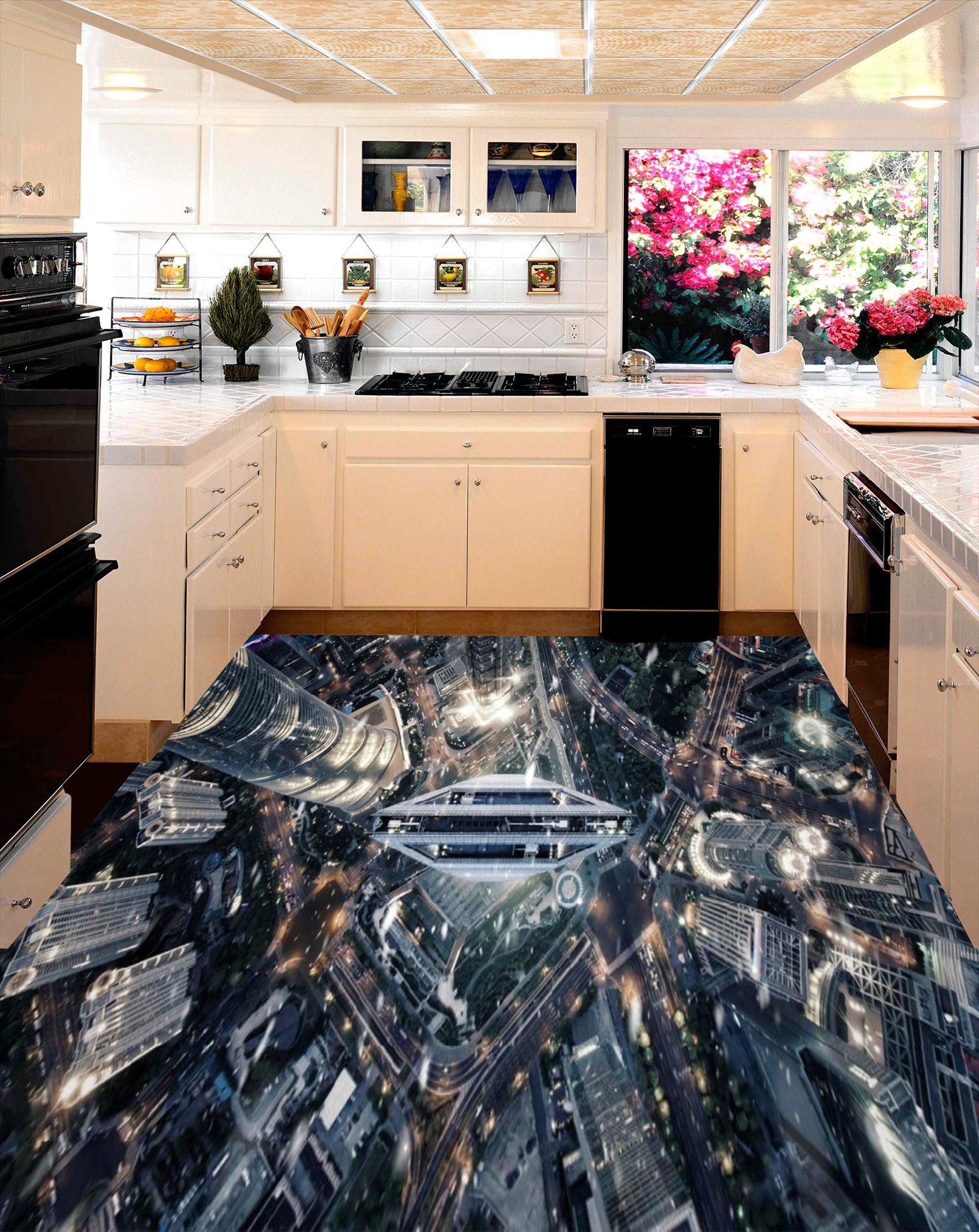 3D Tech City 145 Floor Mural Self-Adhesive Sticker Bathroom Non-slip Waterproof Flooring Murals