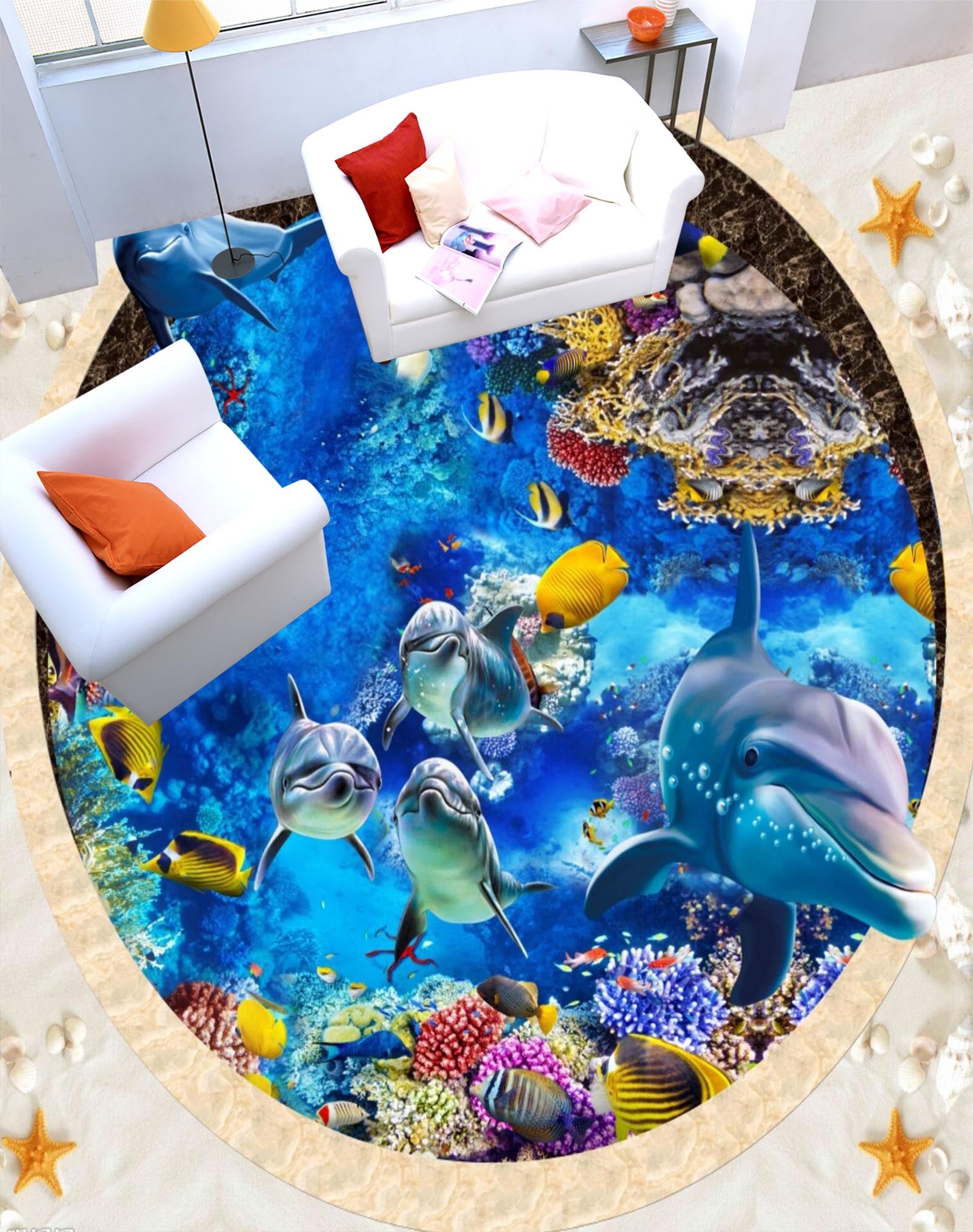 3D Sea Fish 113 Floor Mural Self-Adhesive Sticker Bathroom Non-slip Waterproof Flooring Murals