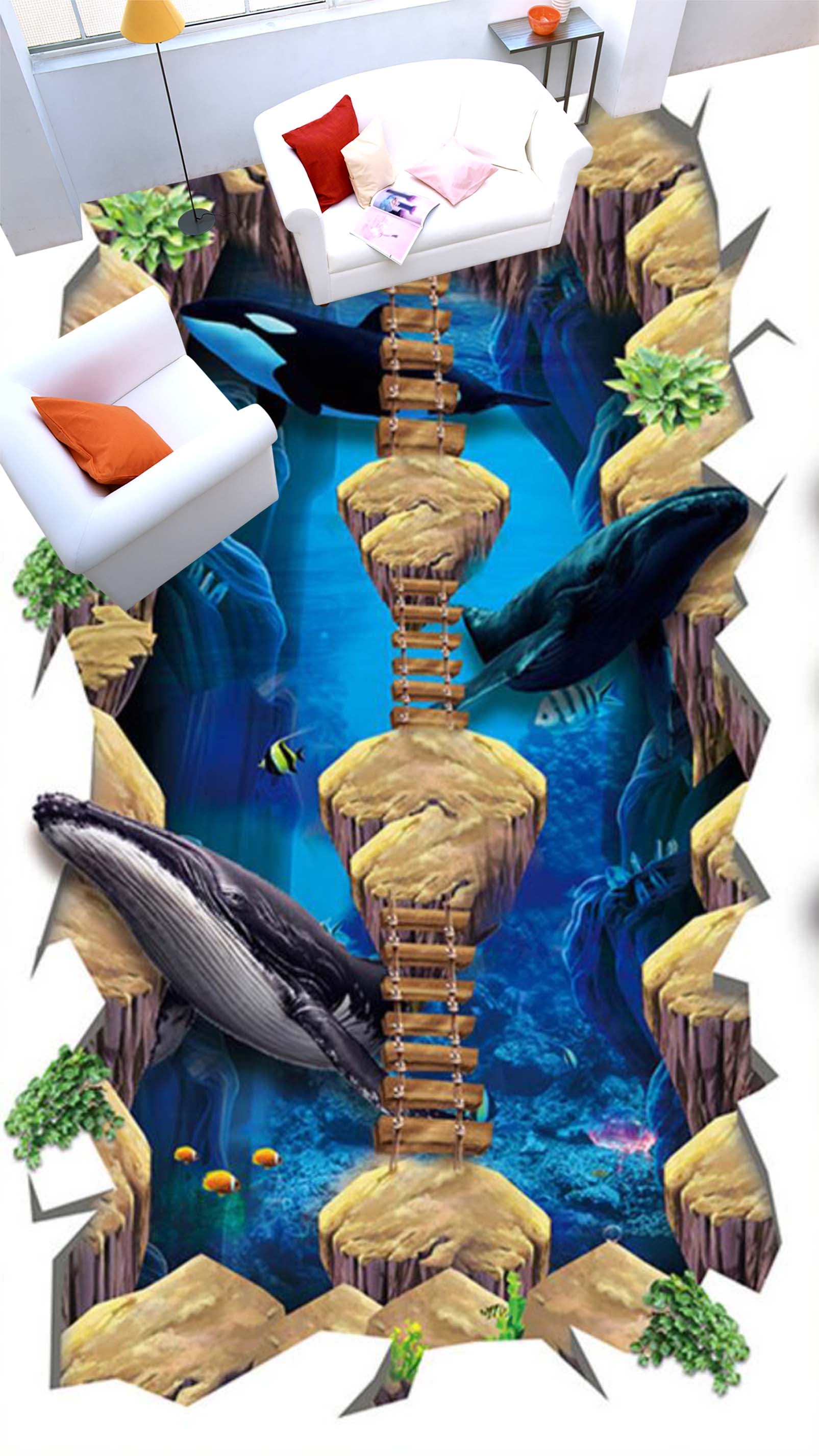 3D Marine Fish 179 Floor Mural Self-Adhesive Sticker Bathroom Non-slip Waterproof Flooring Murals